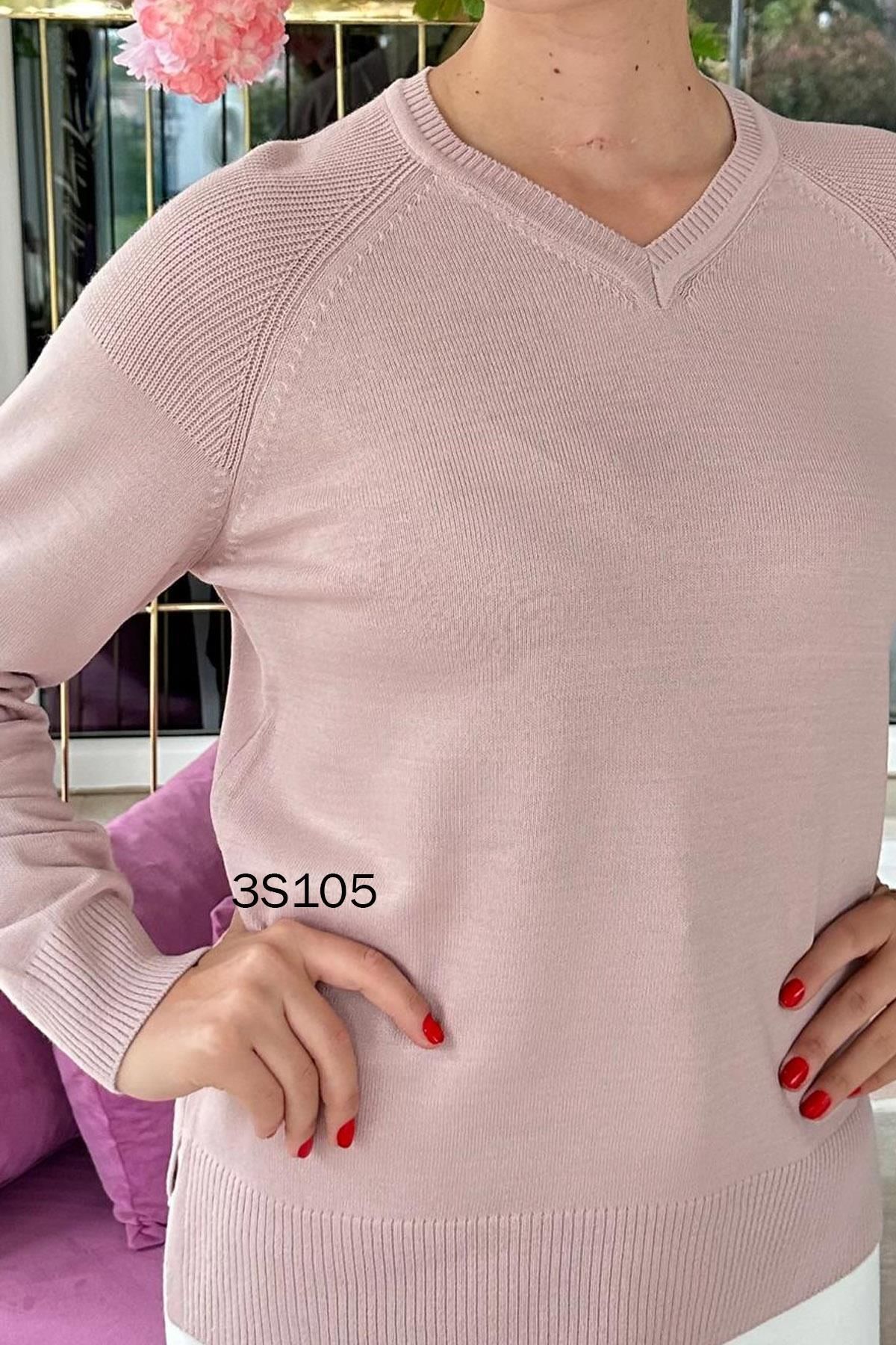 İnce Topuk-V-Neck Knitwear Blouse 3S105 3