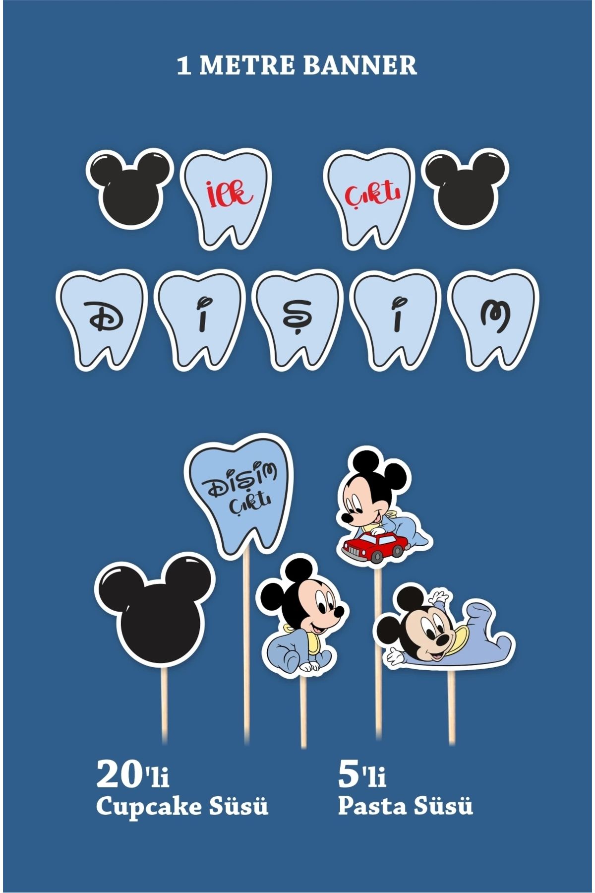 neşeli günlerim-My First Tooth Came Out Mickey Mouse Baby Themed - Tooth Wheat Set 2