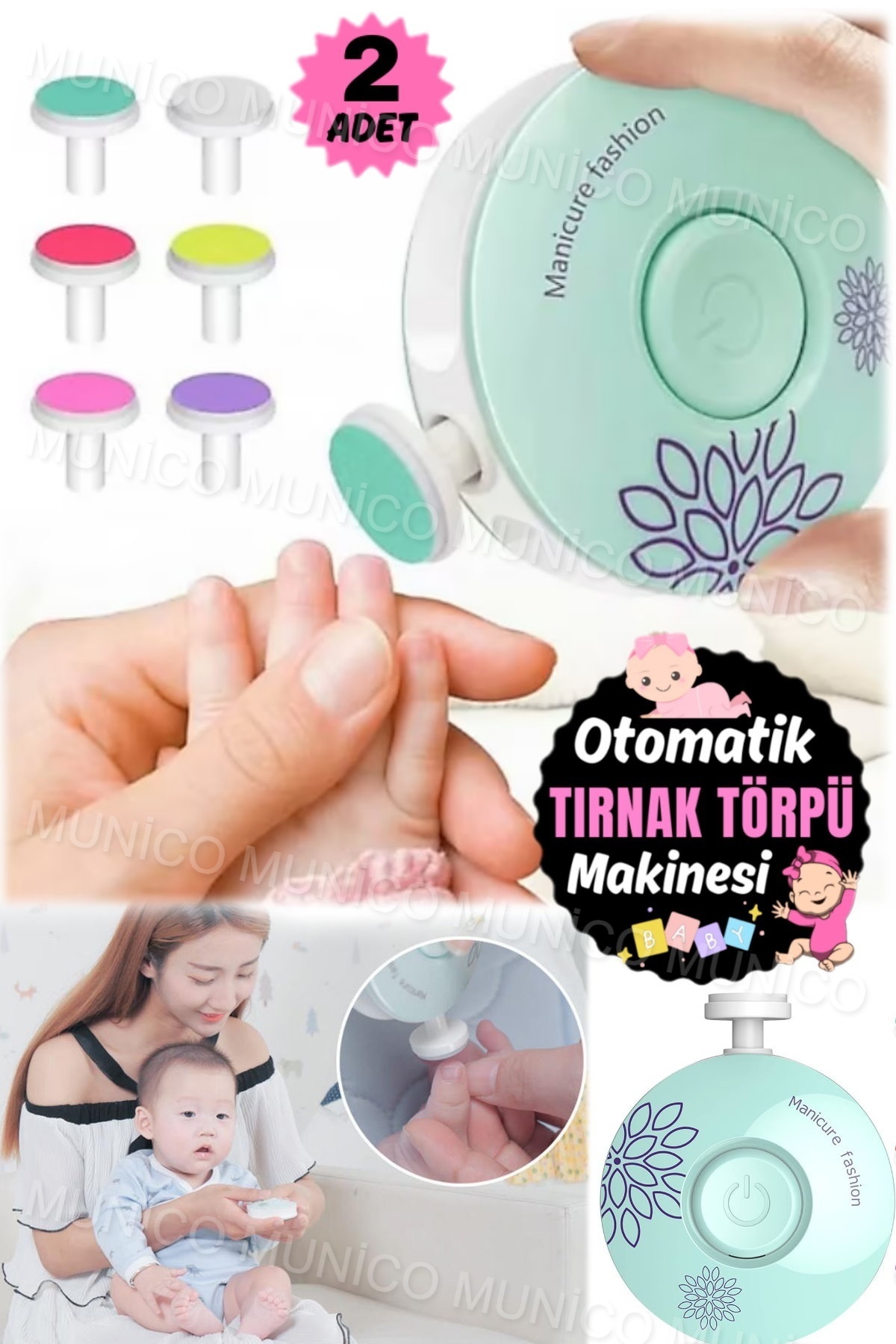 Genel Markalar 2 Adet Yenidoğan Bebek Bakımı Zarar Vermez Güvenli Set Bakımı için Bebek Elektrikli Tırnak Törpü fotoğrafı 6 (önizleme)