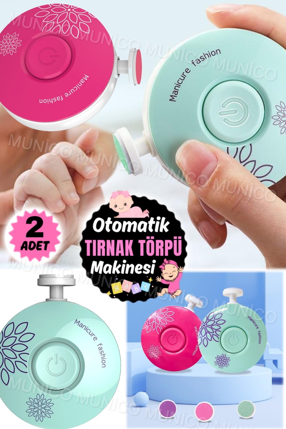 Genel Markalar 2 Adet Yenidoğan Bebek Bakımı Zarar Vermez Güvenli Set Bakımı için Bebek Elektrikli Tırnak Törpü fotoğrafı 2 (önizleme)