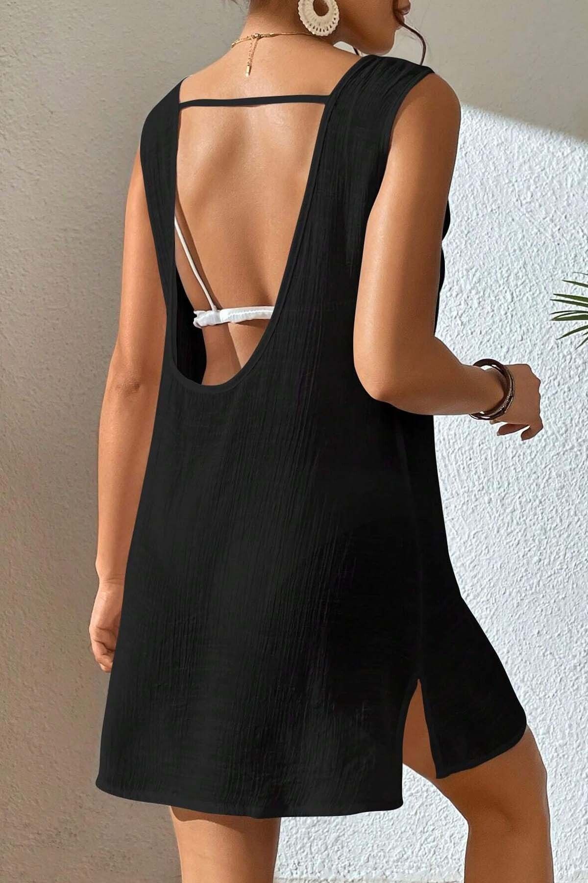 Angelsin-Beach Dress - Backless and Slit Pareo 2