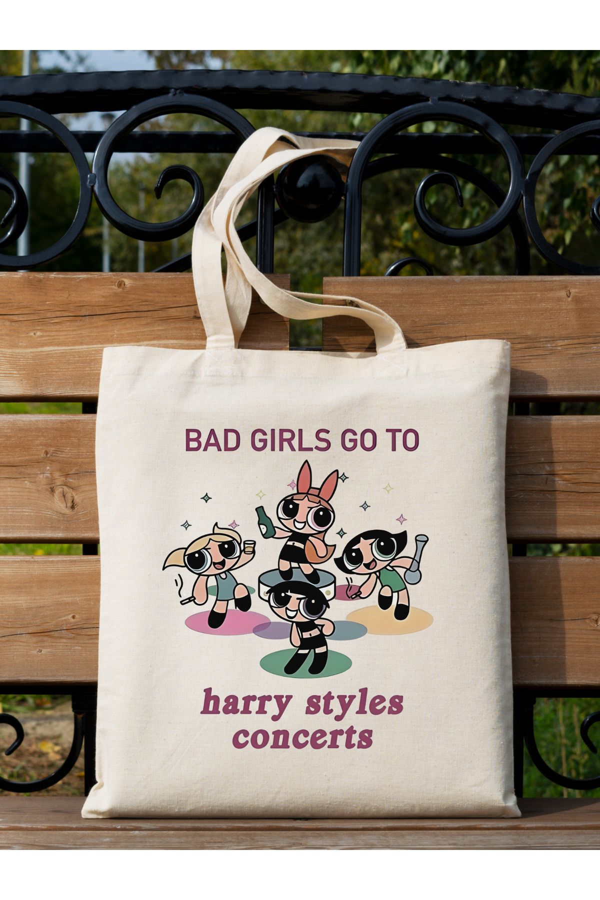 BİBANAPROMOSYON Powerpuff Harry Styles Tote Bag Bez Çanta