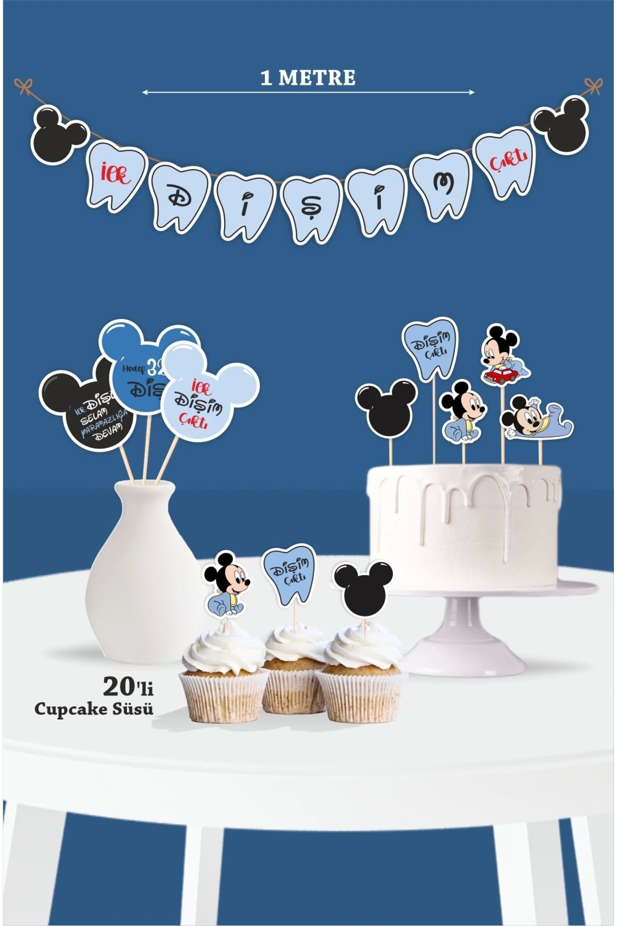 neşeli günlerim-My First Tooth Came Out Mickey Mouse Baby Themed - Tooth Wheat Set 1