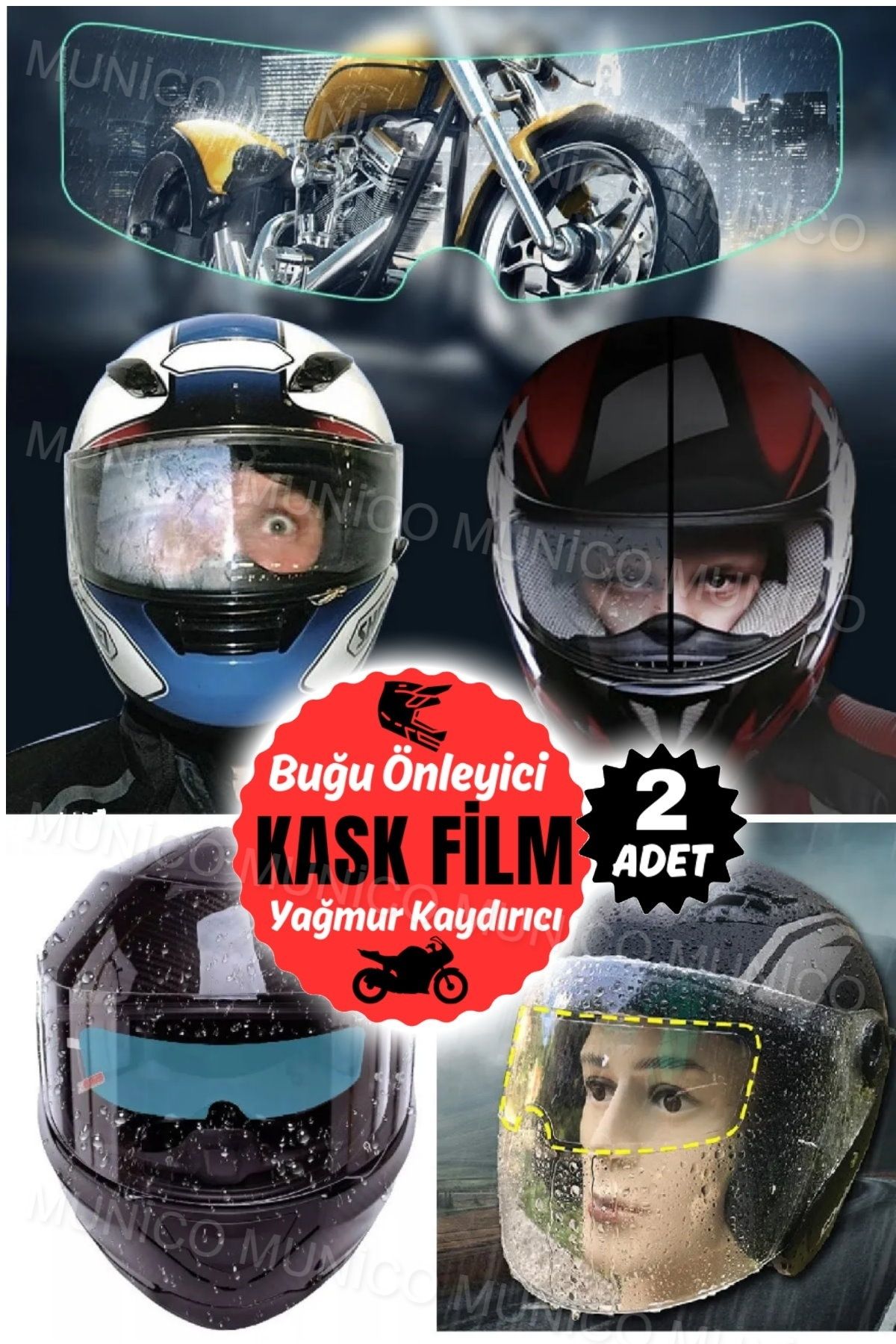 Genel Markalar 2 Adet Buğ Yağmur Damlası Sis Önleyici Kask Motosiklet Sis Dayanıklı Vizör Cam Kask Film Koruyucu