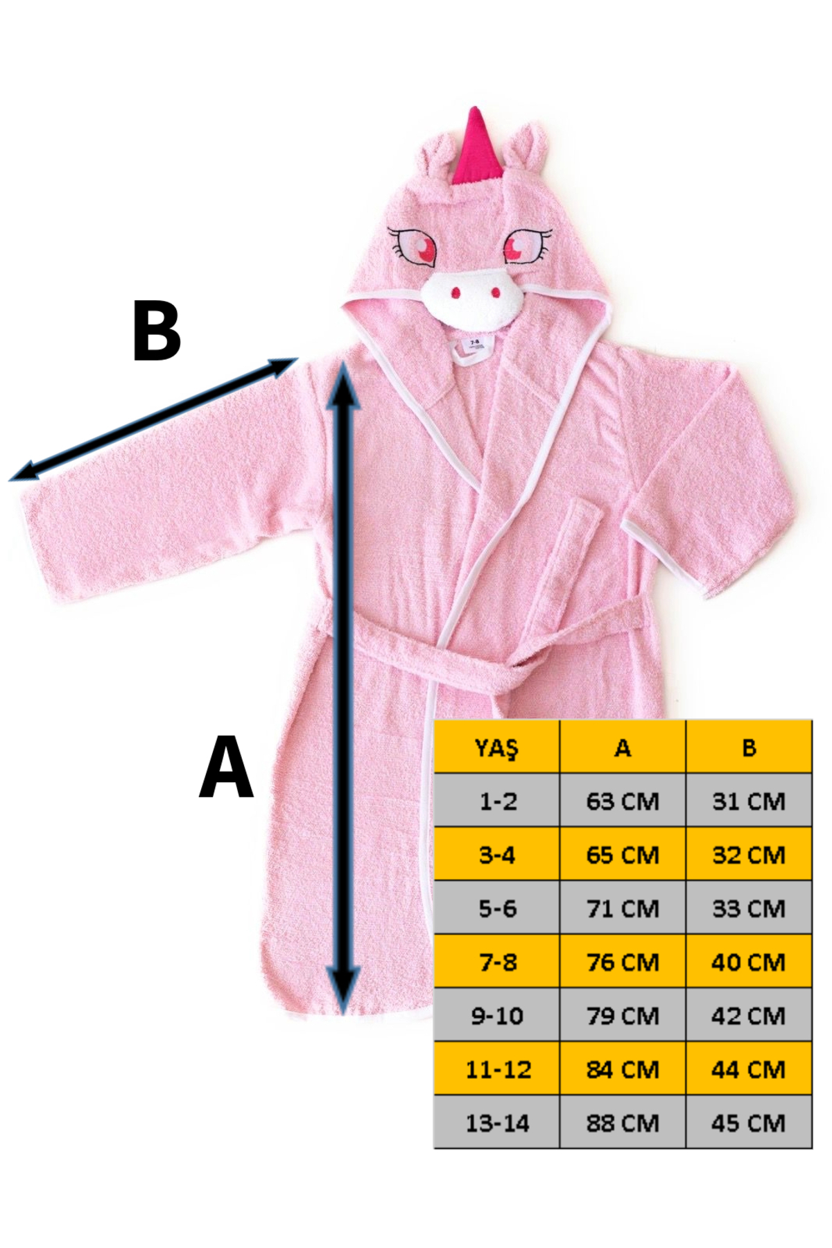 zenginhome Kapüşonlu Çocuk Bornozu,pamuklu,kulaklı,hayvan Figürlü-unıcorn fotoğrafı 4 (önizleme)