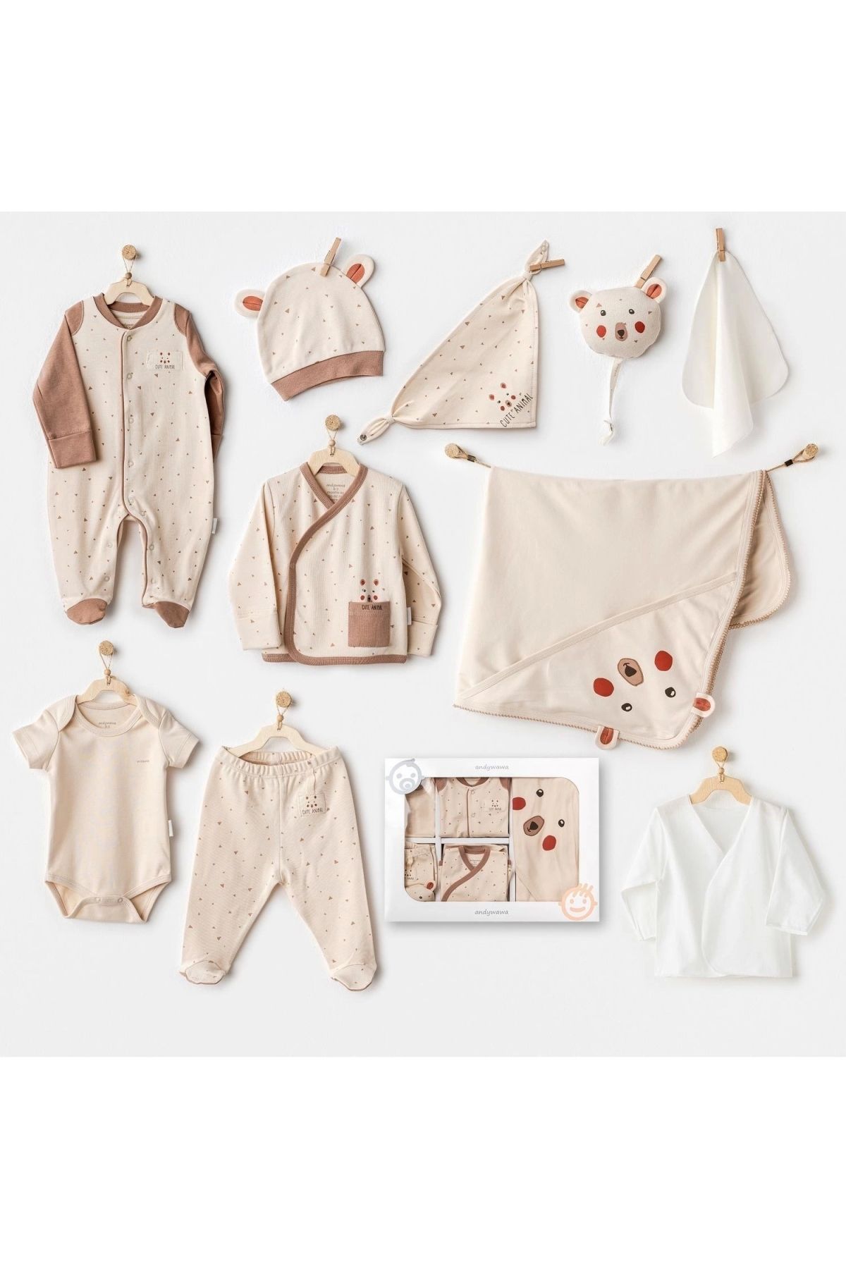 andywawa-Beige Colored 10 Piece Baby Boy Hospital Exit Set 1