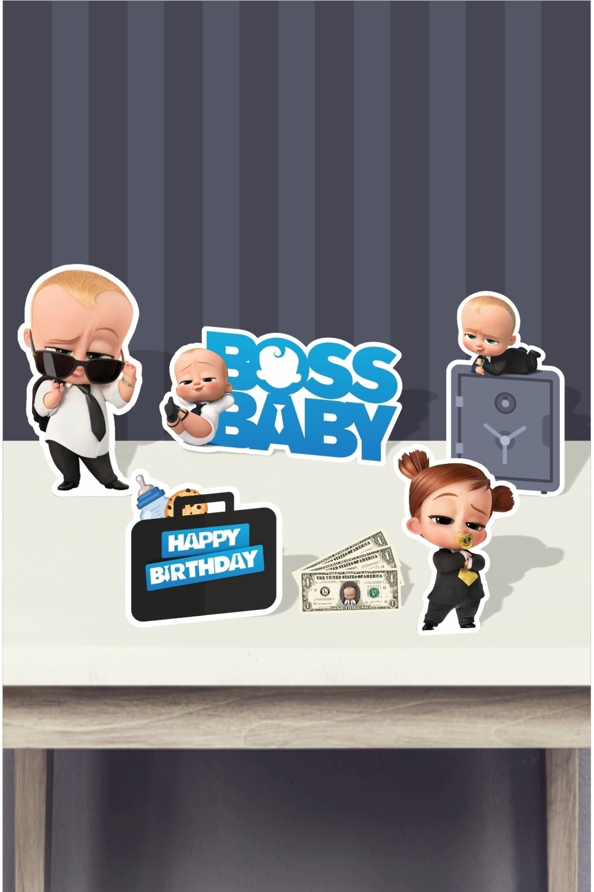 neşeli günlerim Patron Bebek Boss Baby Teması Doğum Günü (MASA ÜSTÜ) *kalın Kağıt