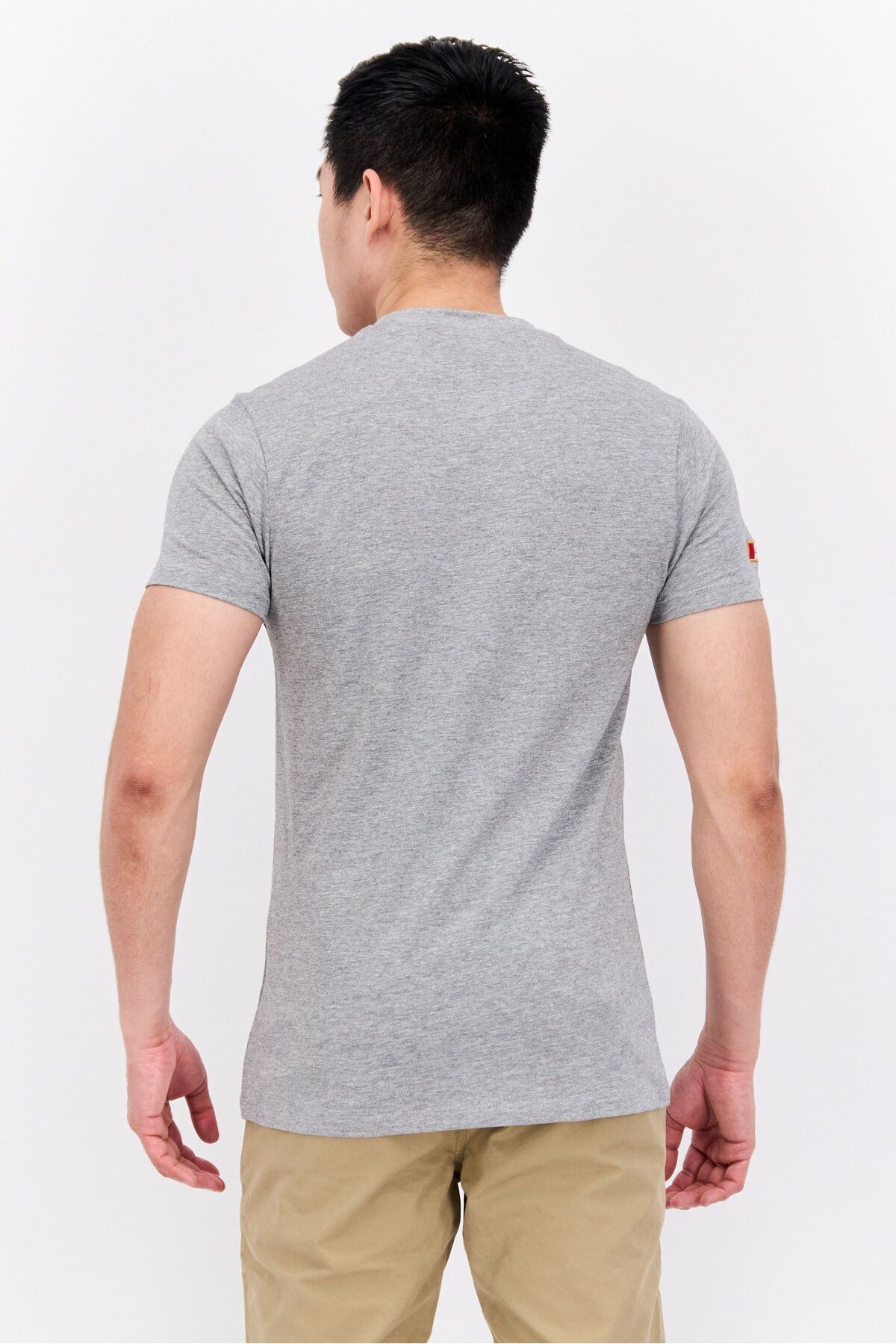 Canadian Peak-Men Crew Neck Short Sleeve Brand Logo T Shirt, Grey Combo 3