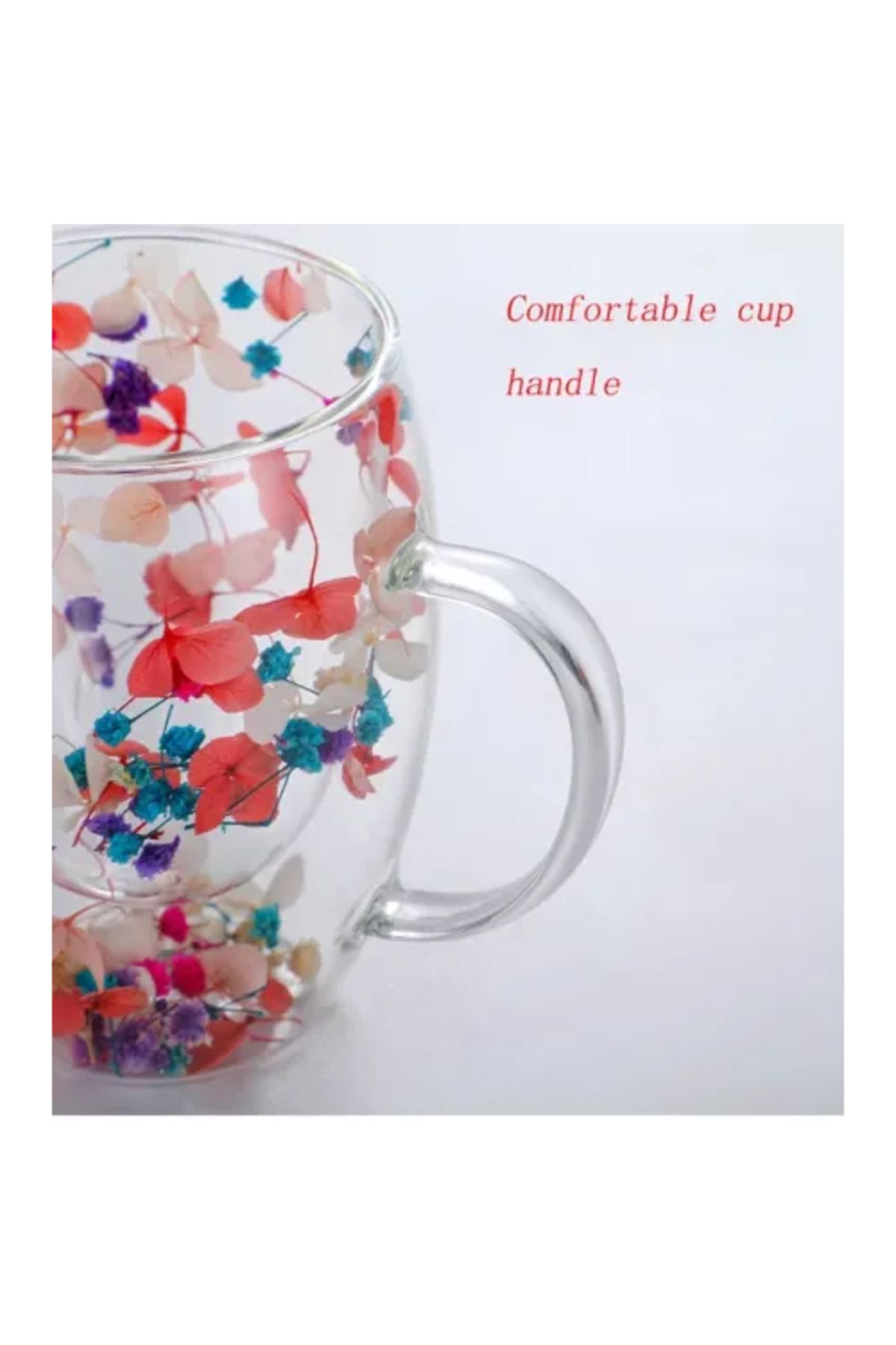 COLLECTİON-2Pcs 400ml Heat Resistant Borosilicate Double Walled Flower Cup Floral Cup Coffee Presentation Cup 2