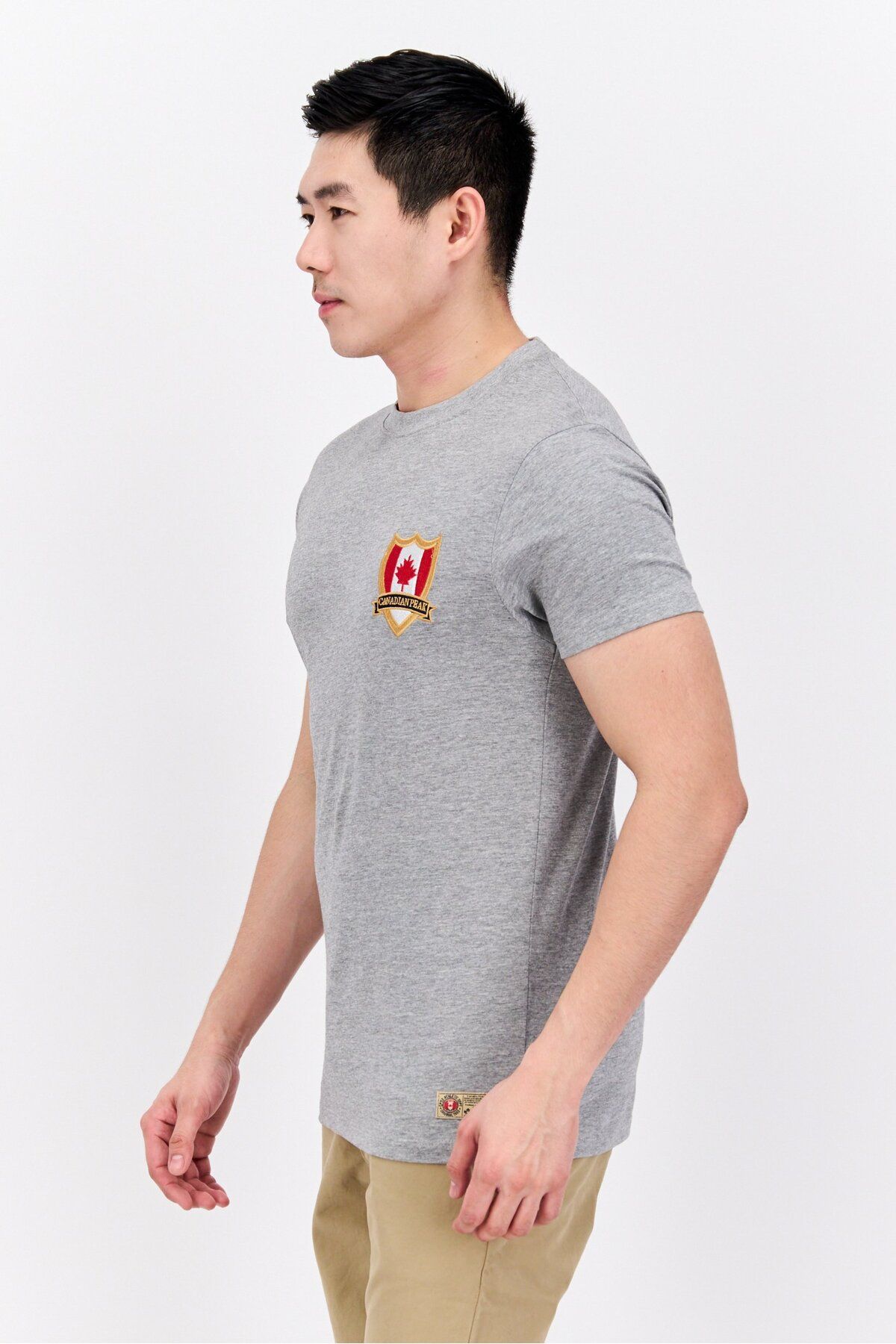 Canadian Peak-Men Crew Neck Short Sleeve Brand Logo T Shirt, Grey Combo 4