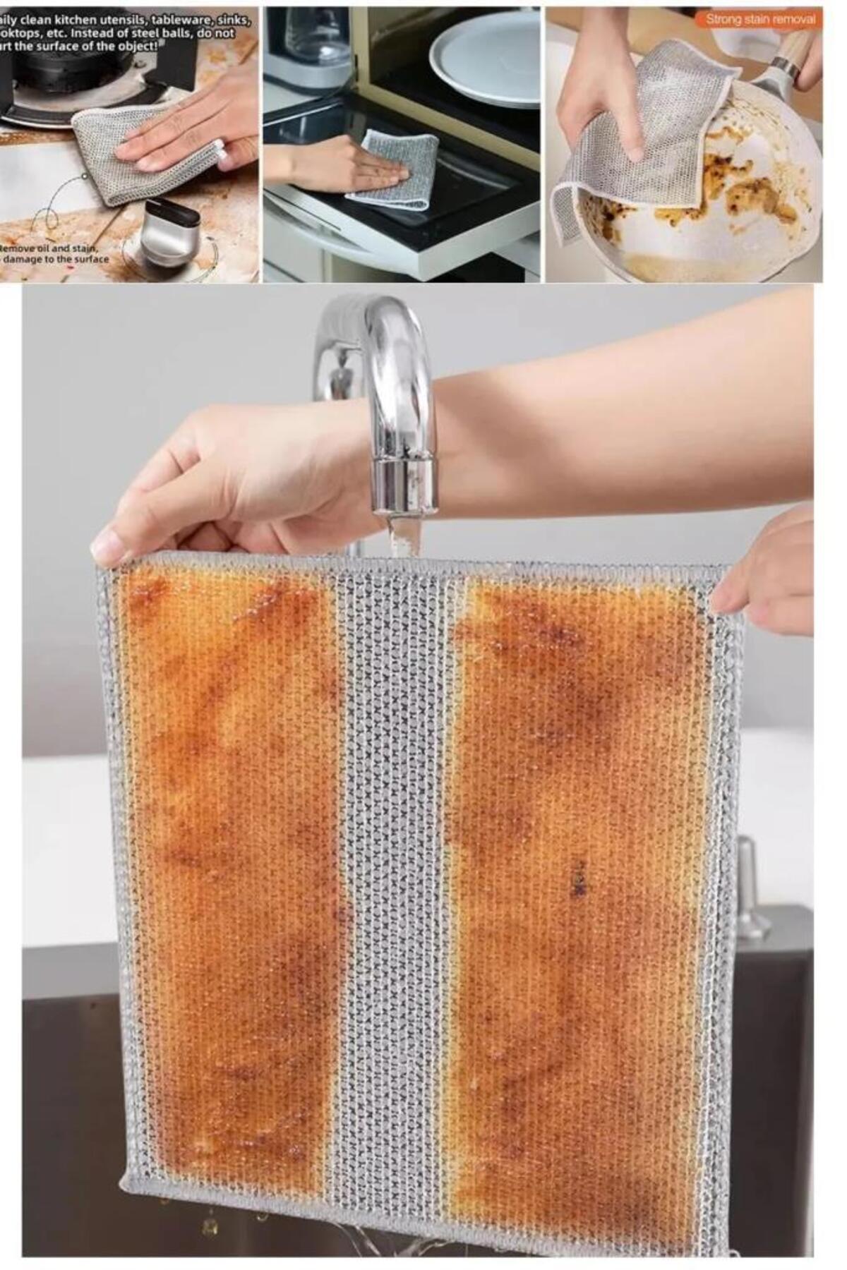 jetfast-Stainless Wire Dishcloth Double Layer, Practical and Purposeful Dirt Rust Remover Consistent Cleaning 2