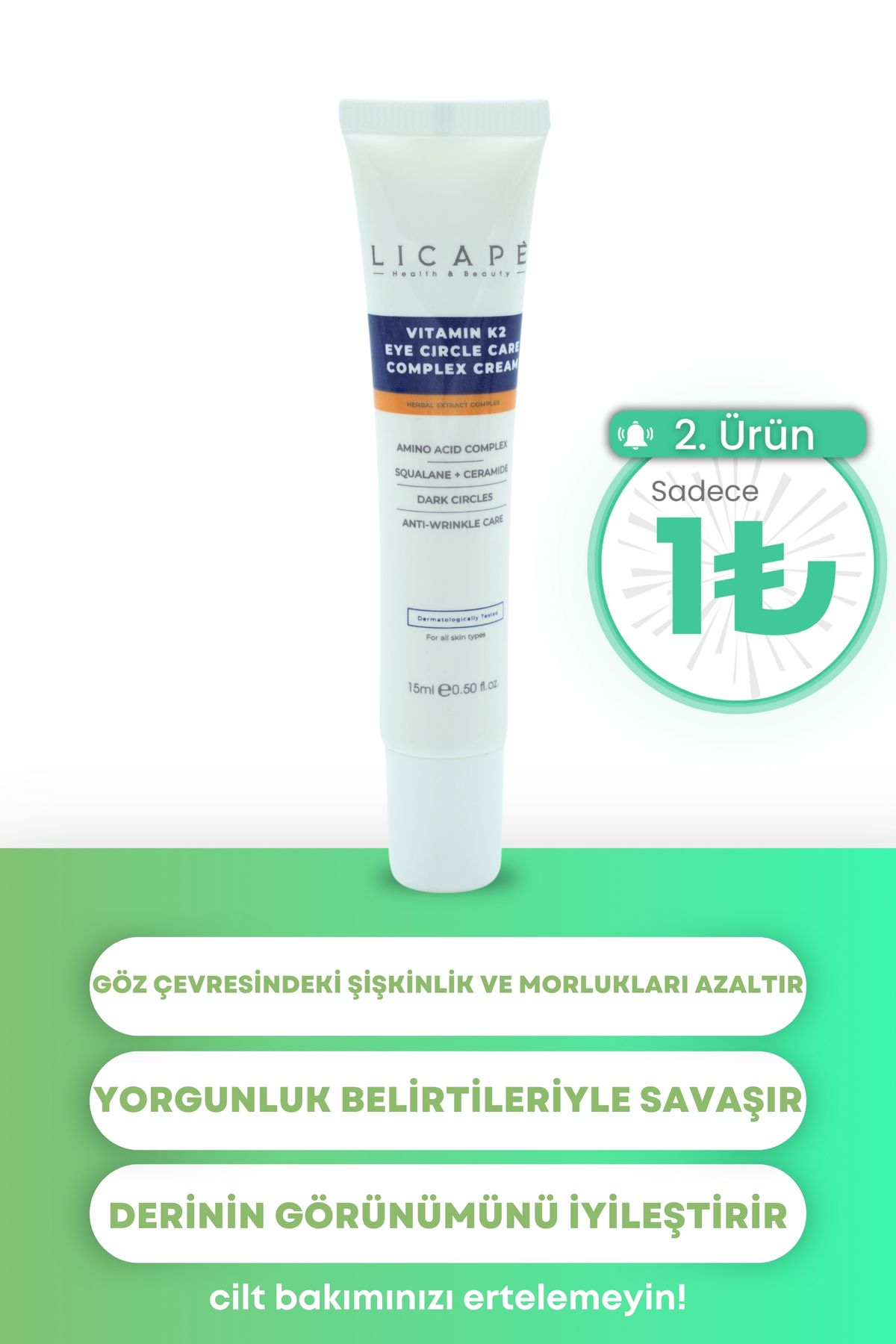 Licape Vitamin K2 Göz Çevresi Bakım Kremi 15ml