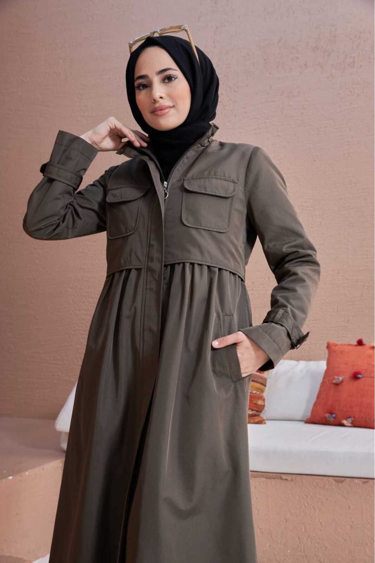 Neways-6302-Inter Khaki Trench Coat - Drawstring 3