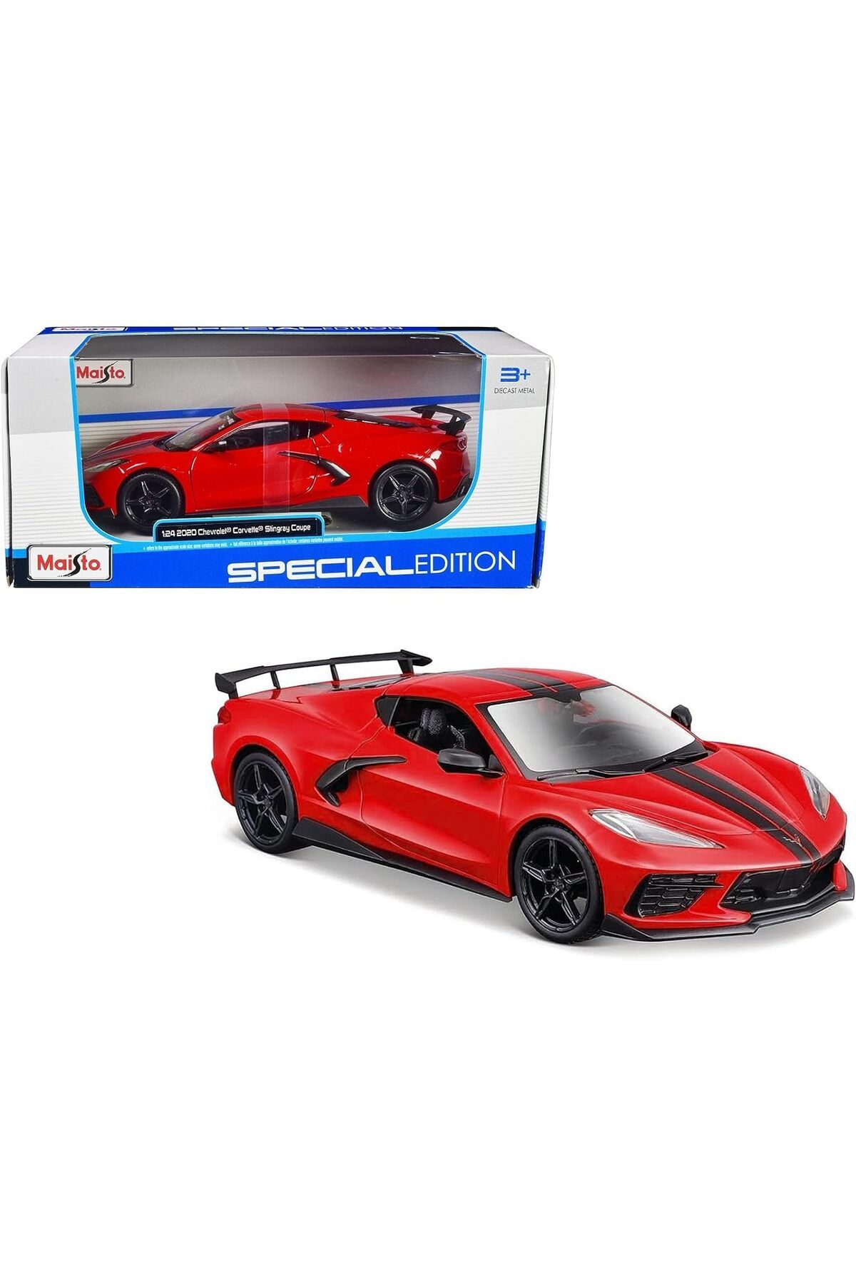 MCreative crashop 1:24 Special Edition 2020 Chevrolet Corvette Stingray Coupe Yüksek Kanat, Kırmızı  10731