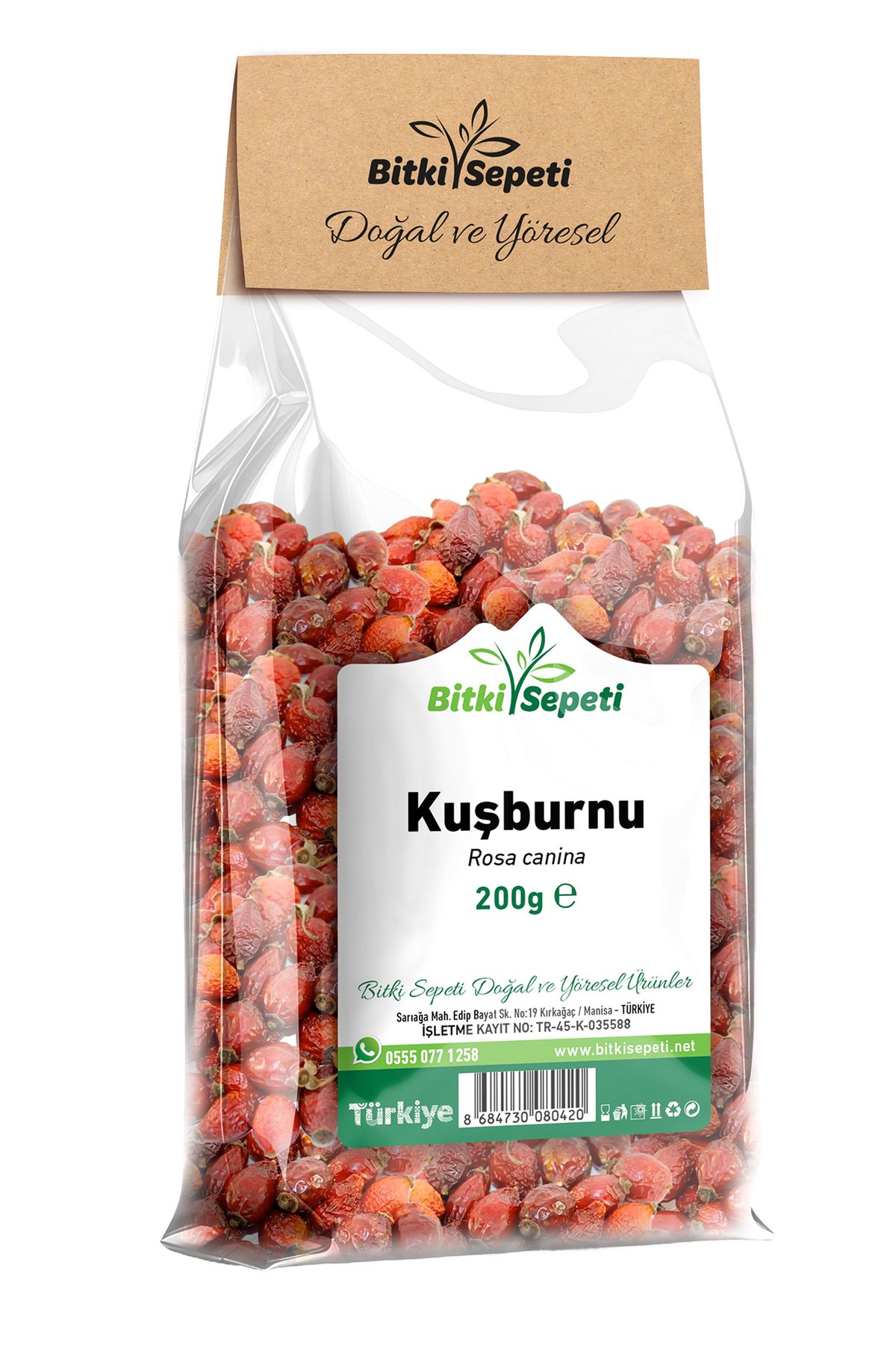 Bitki Sepeti Kuşburnu, Yaban Gülü, Itburnu, Itgülü, Yiric, Rosehip, Rosa Canina, 200 gr