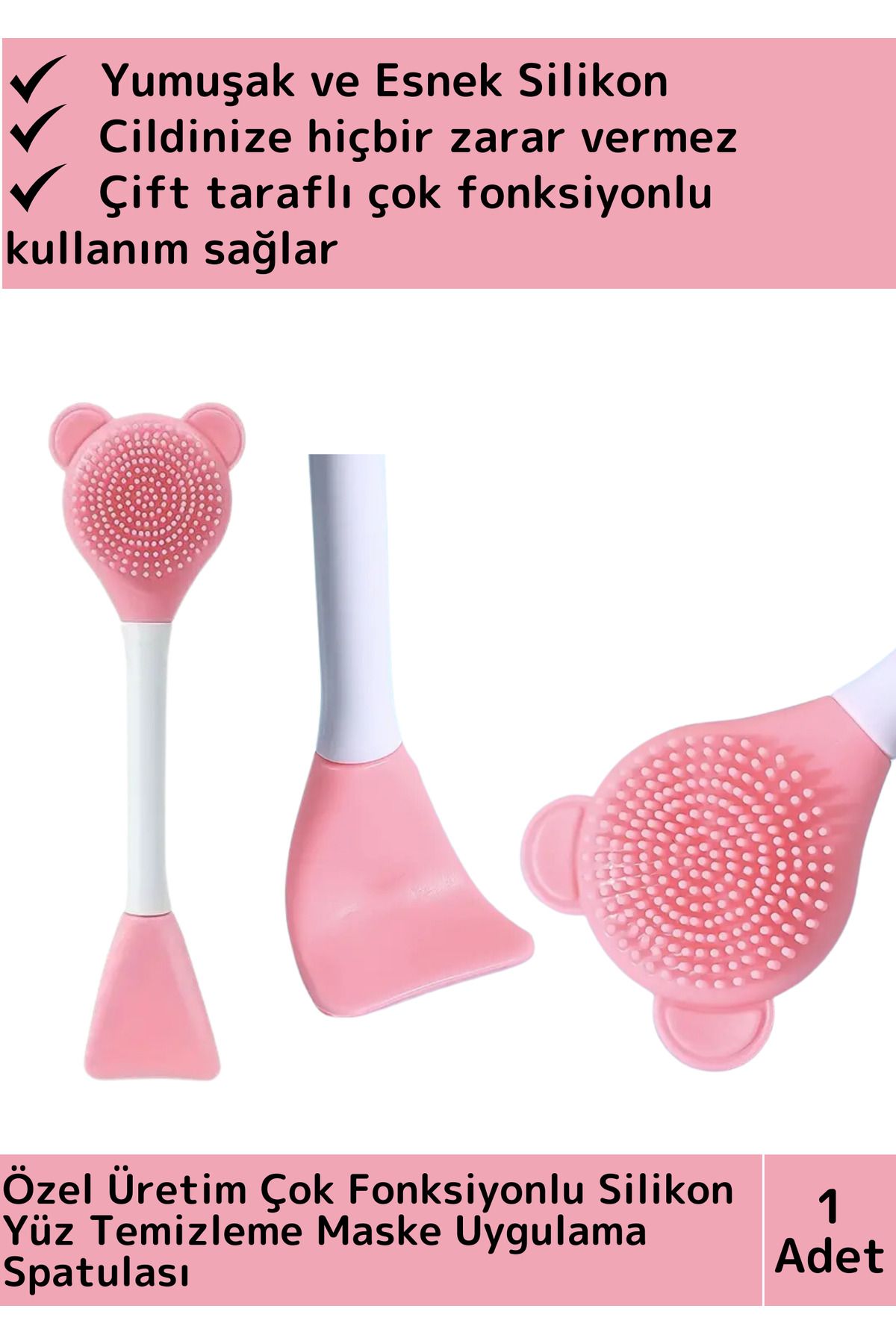 teknotrust Yumuşak Silikon Çok Amaçlı Yüz Temizleme ve Makyaj Uygulama Fırçası & Spatula