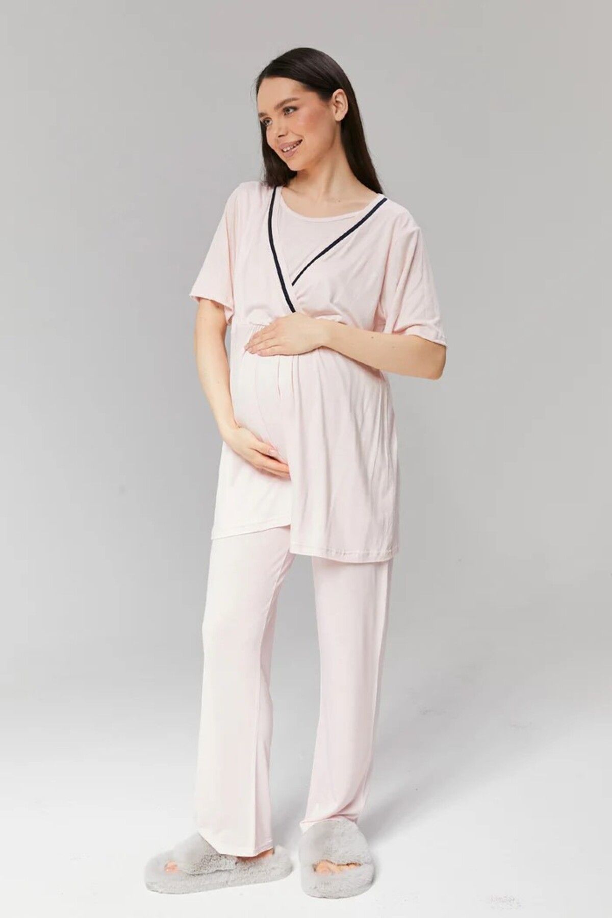 Rimel Homewear-100% Cotton Maternity Sleepwear Set with Piping 6