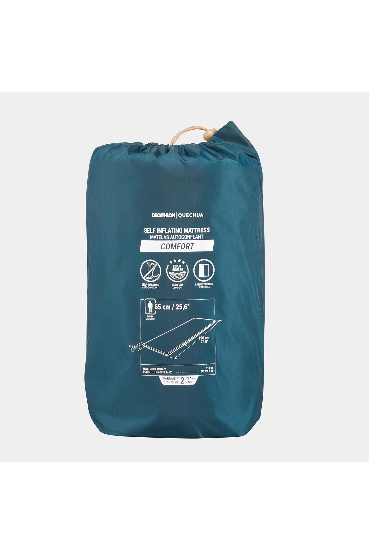 زیرانداز کمپ MAT تورم اتوماتیک QUECHUA 1 نفر 65 سانتی متر راحتی Decathlon