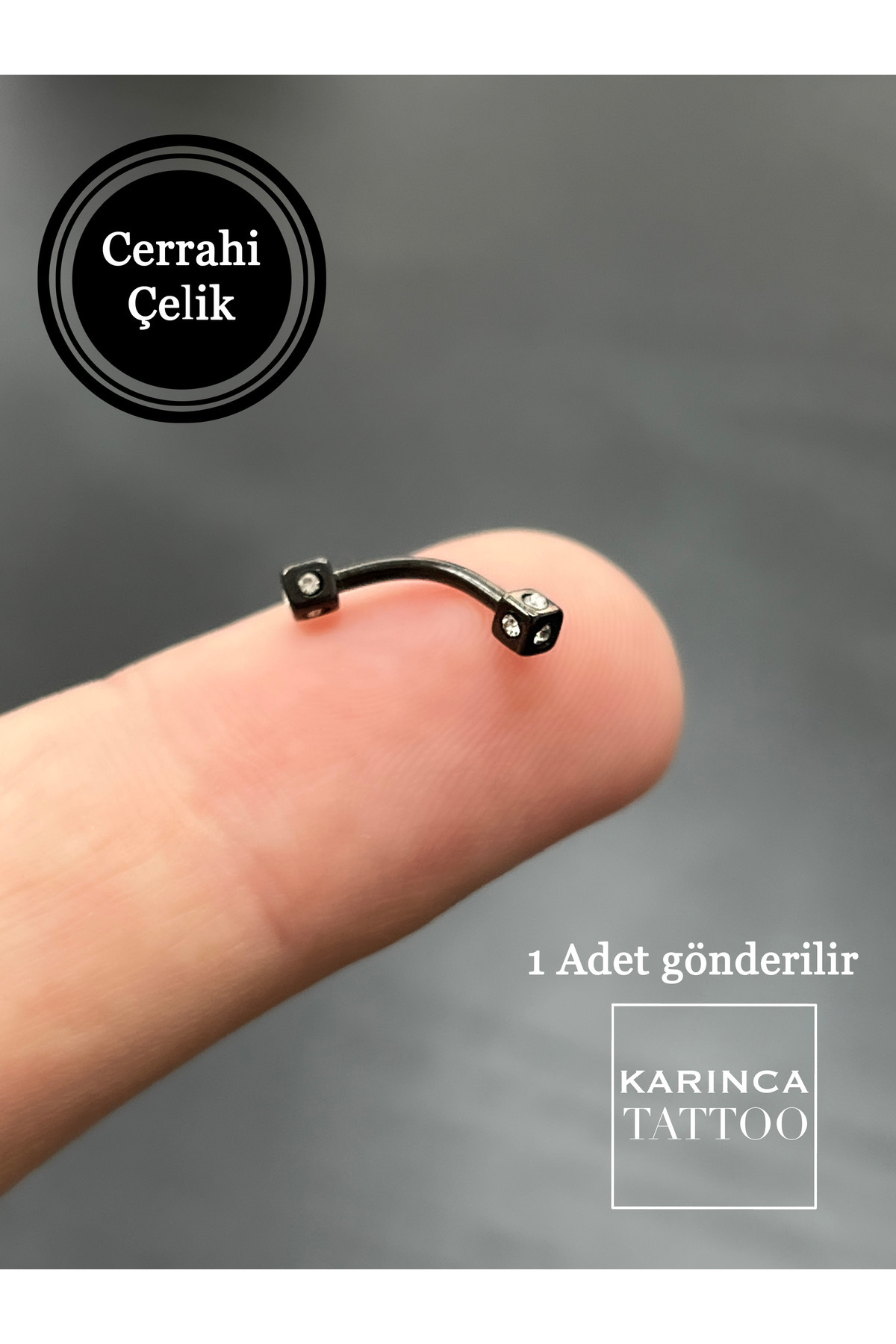 Karınca Piercing-ثقب الأذن بحجر أسود على شكل نرد - هيليكس دايث روك كونش للحواجب 2