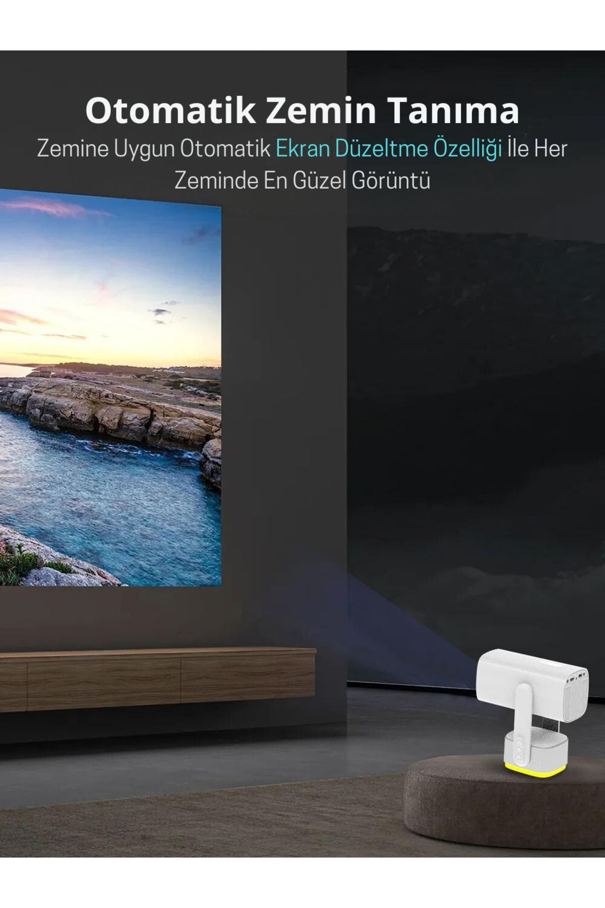 Powerbanklı Android Taşınabilir Projeksiyon Wifi Ve 4k Destekli Rgb Led Akıllı Sinema Projektör - 8