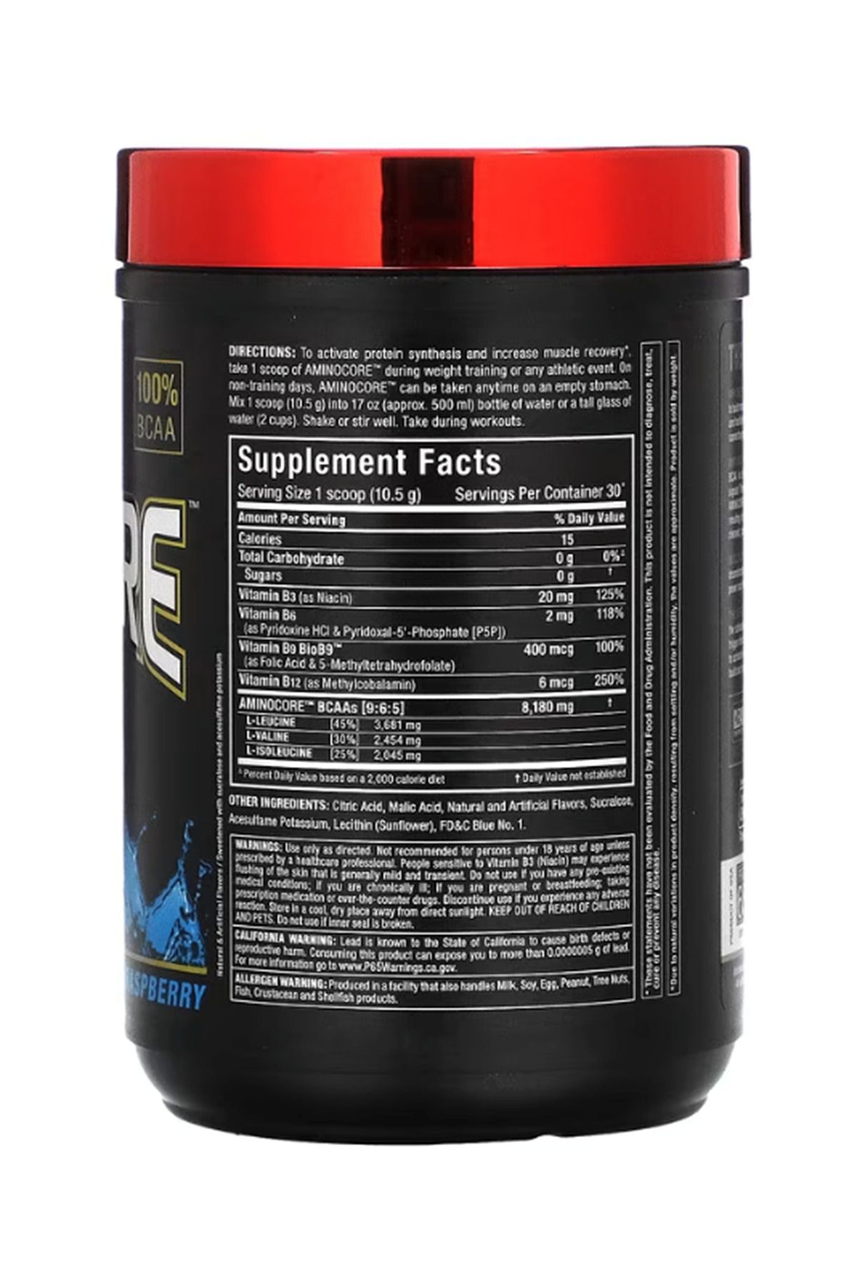 ALLMAX Nutrition-Allmax Aminocore Bcaa - Blue Raspberry Raspberry 315Gr, Usa Origin 2