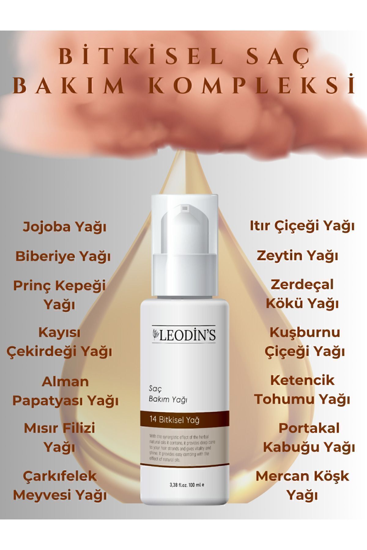 LEODİNS Saç Dökülmesine Karşı Etkili Bitkisel Saç Bakım Yağı 100 ml-4