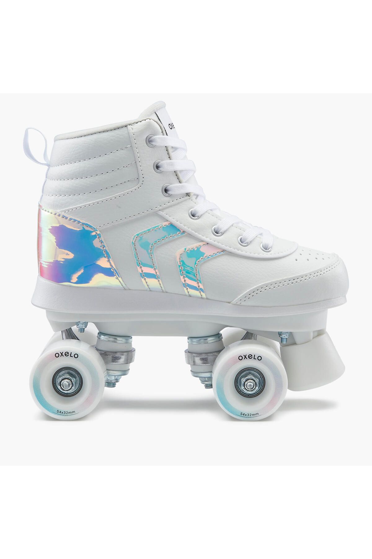 Decathlon-Oxelo Kids Skates - Holographic White - Quad 100 Jr 5