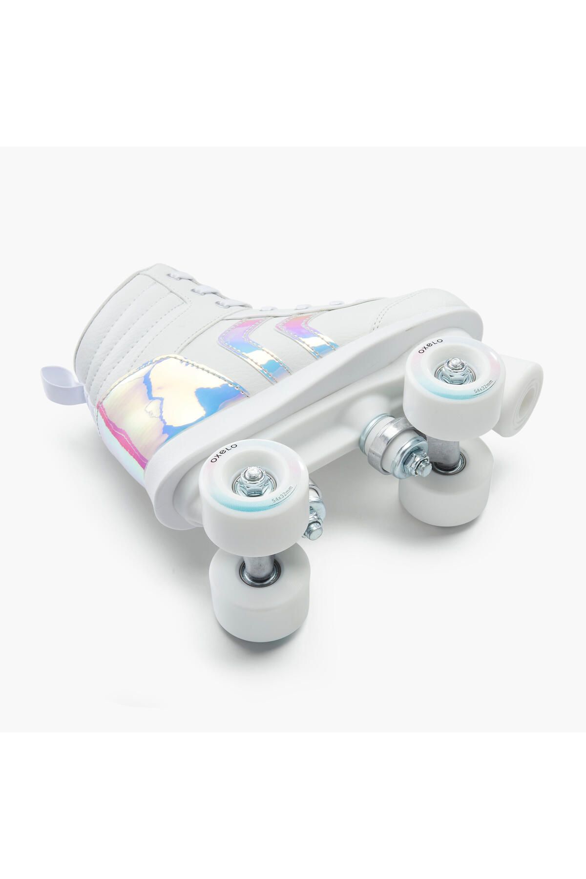 Decathlon-Oxelo Kids Skates - Holographic White - Quad 100 Jr 8