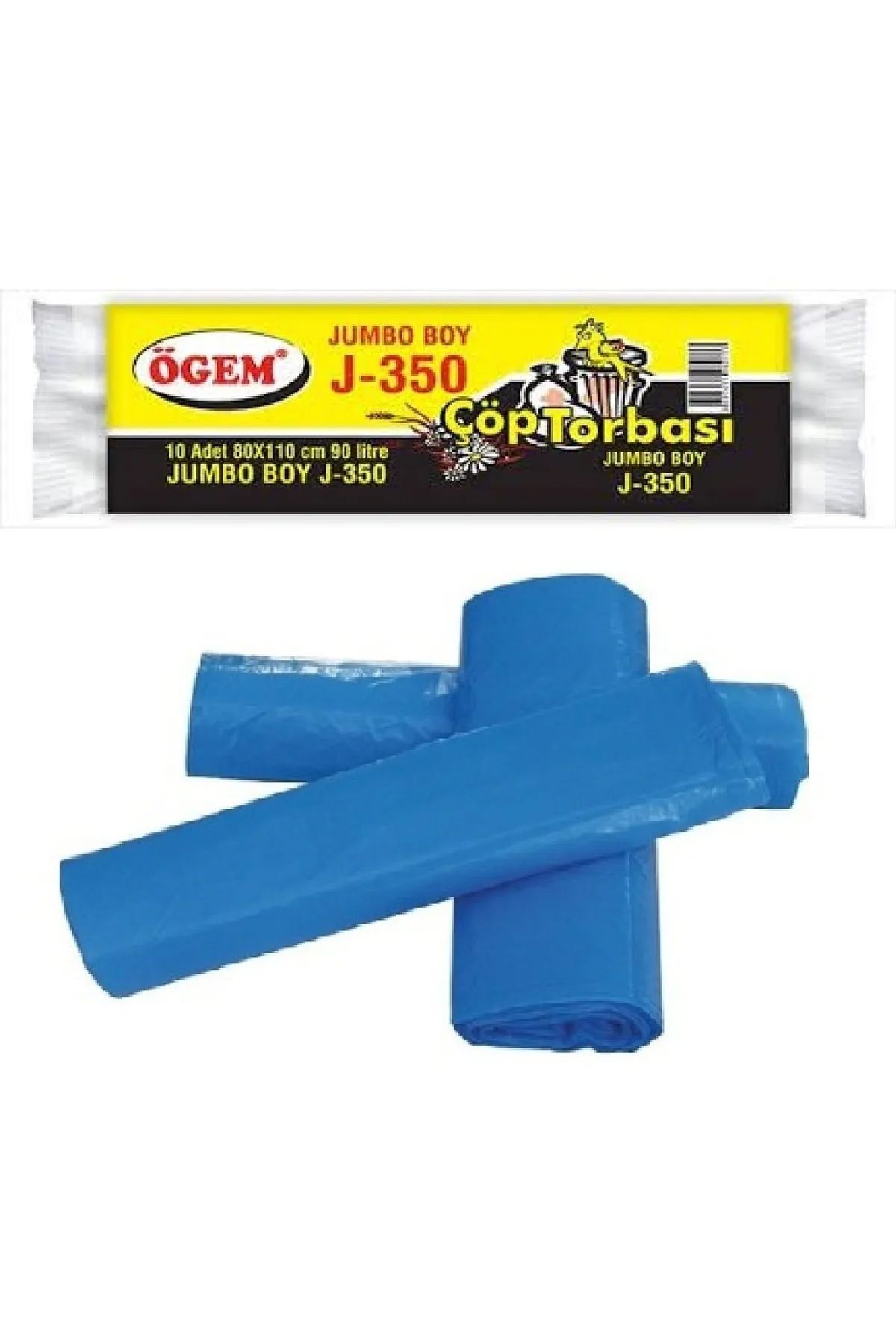 Mu Art J-350 Jumbo Boy Çöp Torbası 80 X 110 Cm 10 Lu Rulo X 1 Paket = 10 Adet (MAVİ)