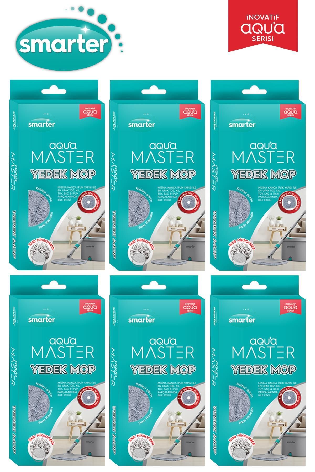 Aqua Master 6 Adet Yedek Mop Temiz & Kirli Suyu Ayırma Özelliği Otomatik Temizlik Seti Mop P