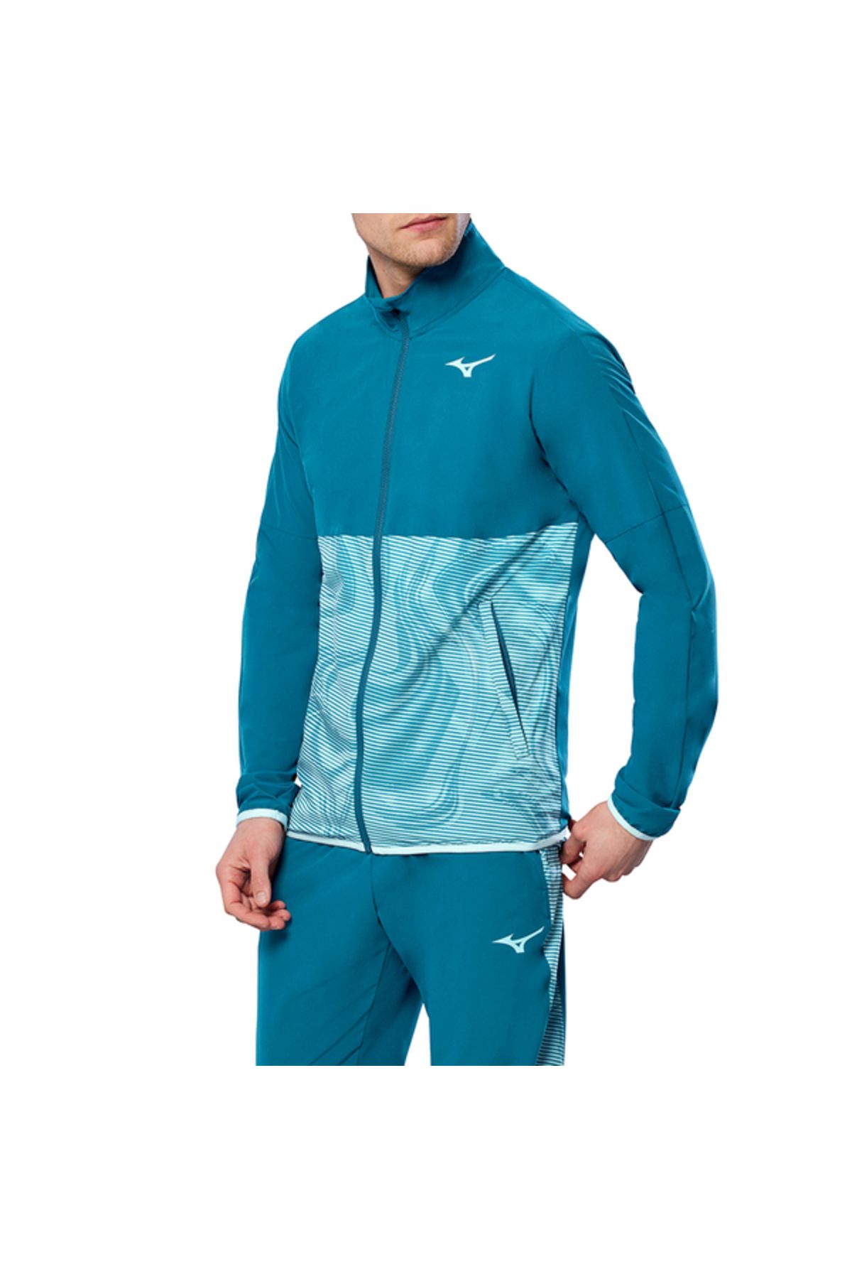 بارانی و بادگیر ورزشی آبی مردانه ژاکت چاپی Mizuno