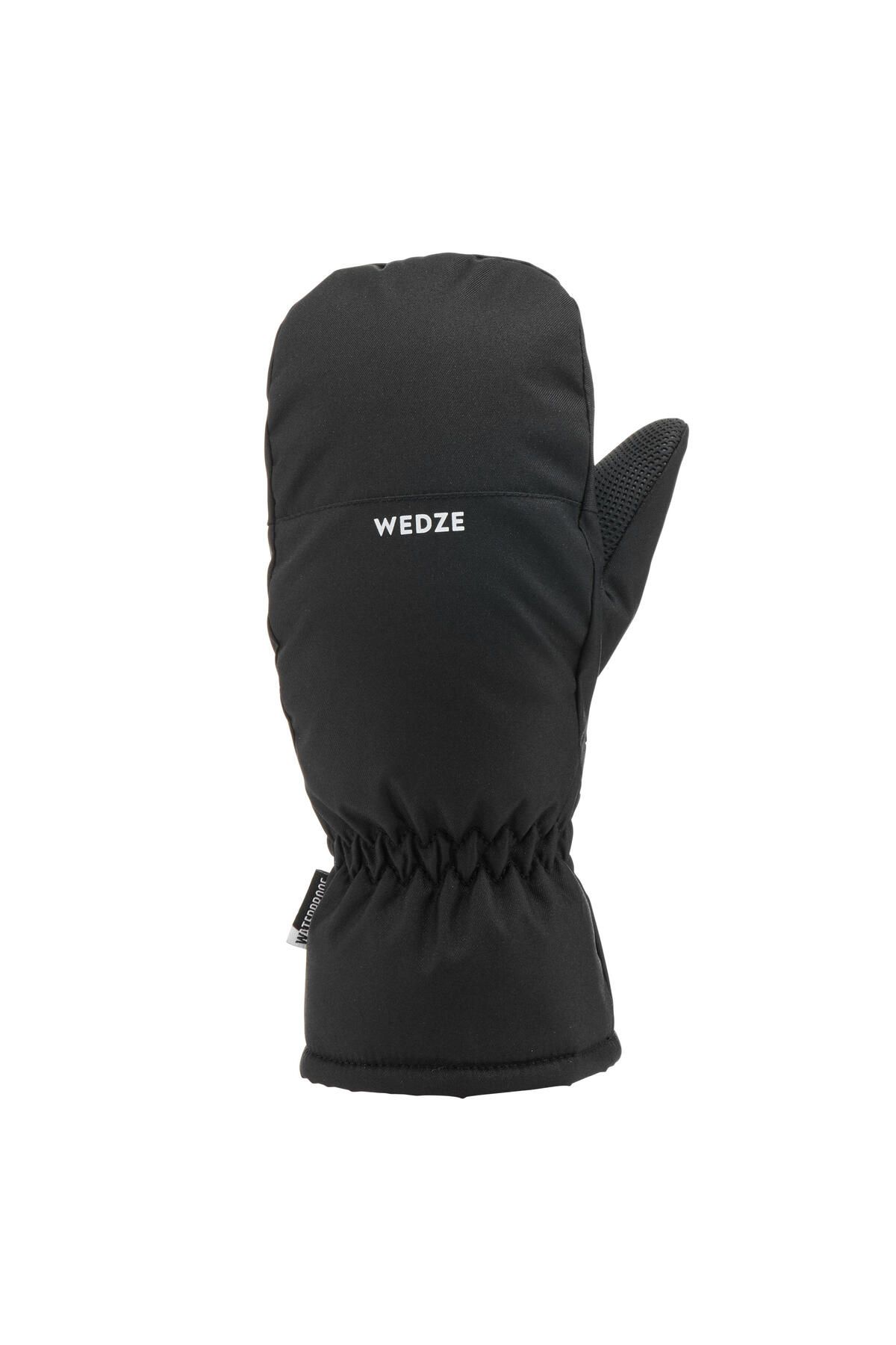 دستکش مشکی دخترانه و پسرانه بچگانه اسکی تک انگشتی ان Wedze 100 Decathlon