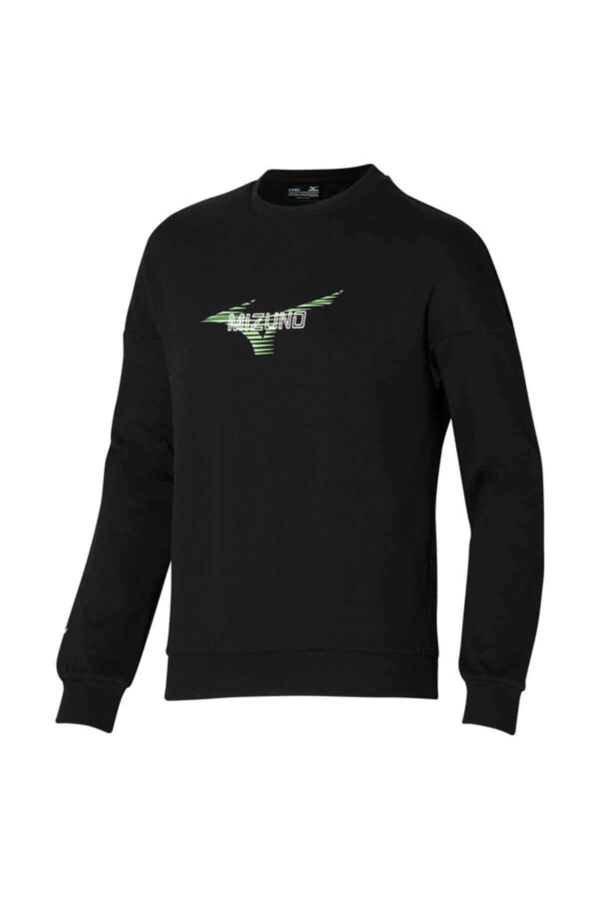 سویشرت ورزشی مشکی مردانه خدمه گرافیک پیراهن سیاه اورجینال Mizuno