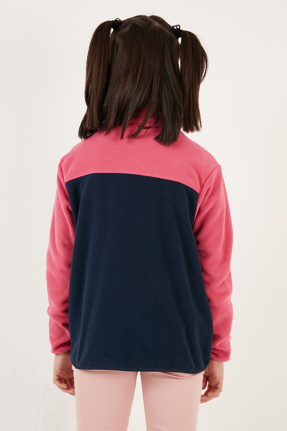 Lela-Soft Textured Half Zipper Color Block Stand Collar Polar Unisex Children's Fleece5905004 5