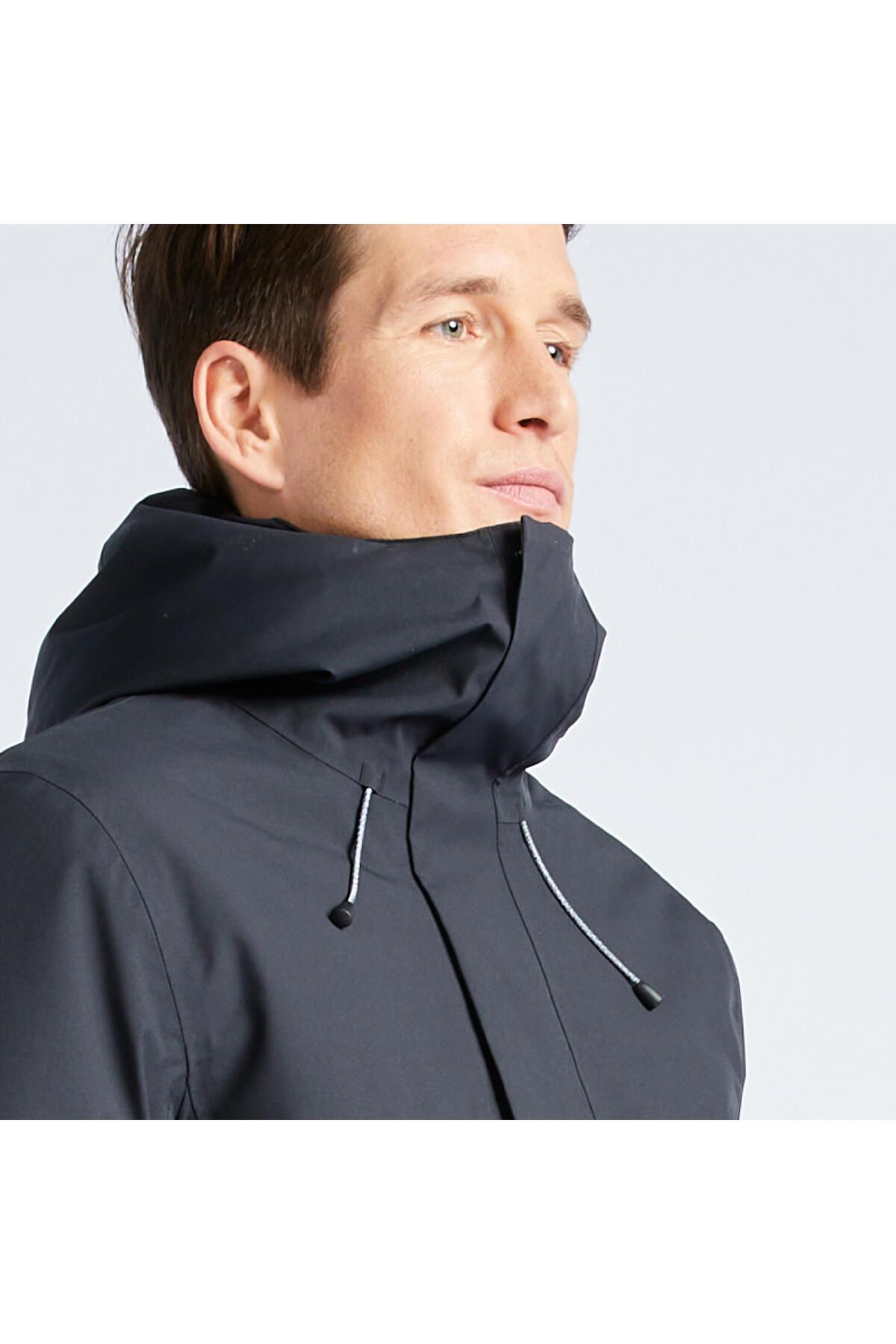 کاپشن ورزشی خاکستری مردانه کت ضخیم برش باد تیره قایقرانی 300 Decathlon