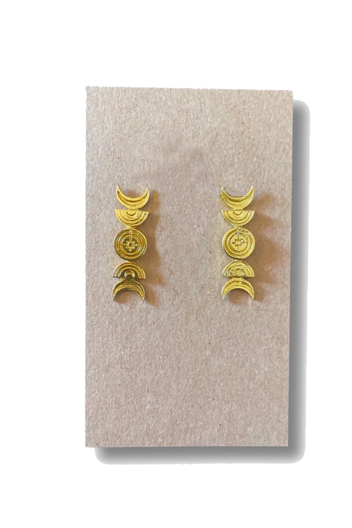 New Obsessions-Gold Plated Sahure Series Eclips Women's Nail Earrings 2