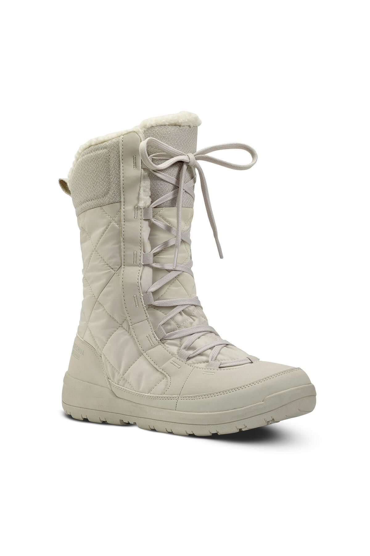 Decathlon-Beige Women's Outdoor Snow Boots - Waterproof, Lace-Up, Sh500 High 8