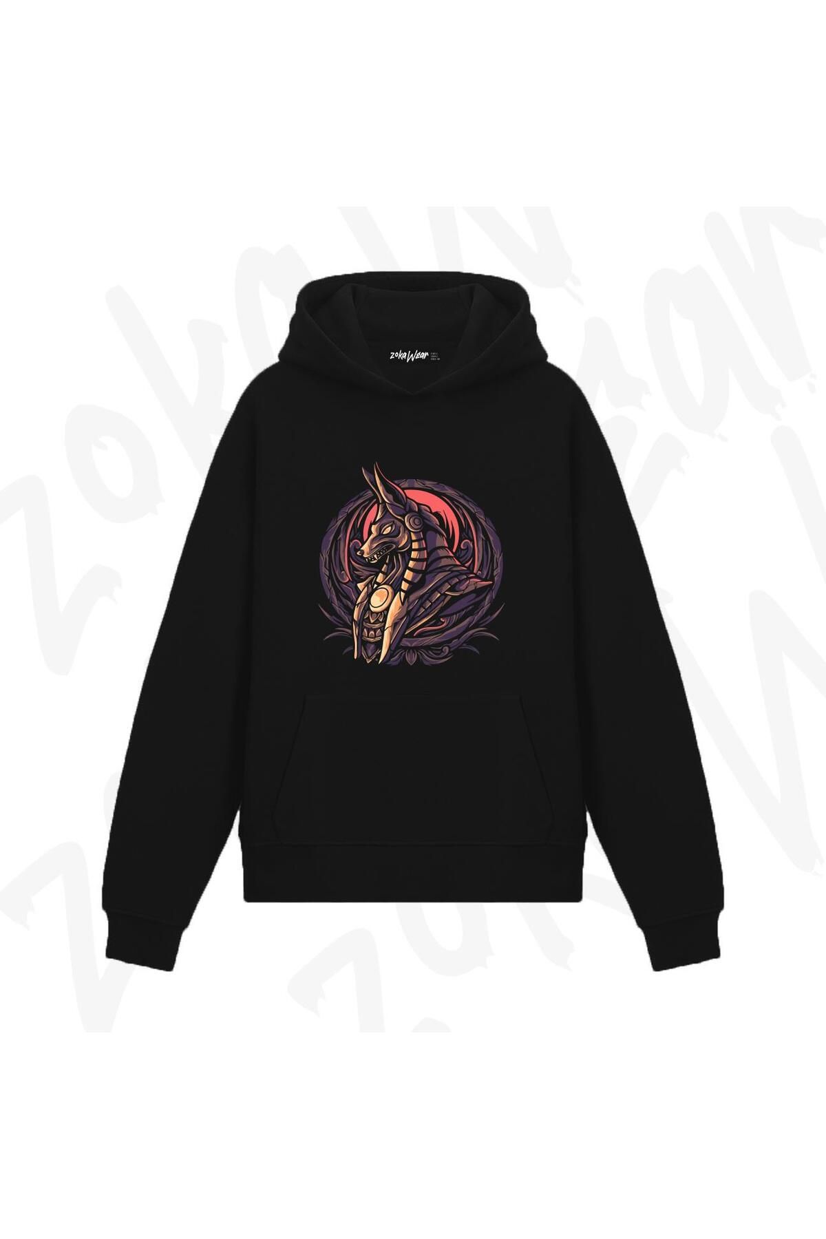 exans Hanorac Cu Glugă Cu Imprimeu Anubis V2 Design Unisex - M