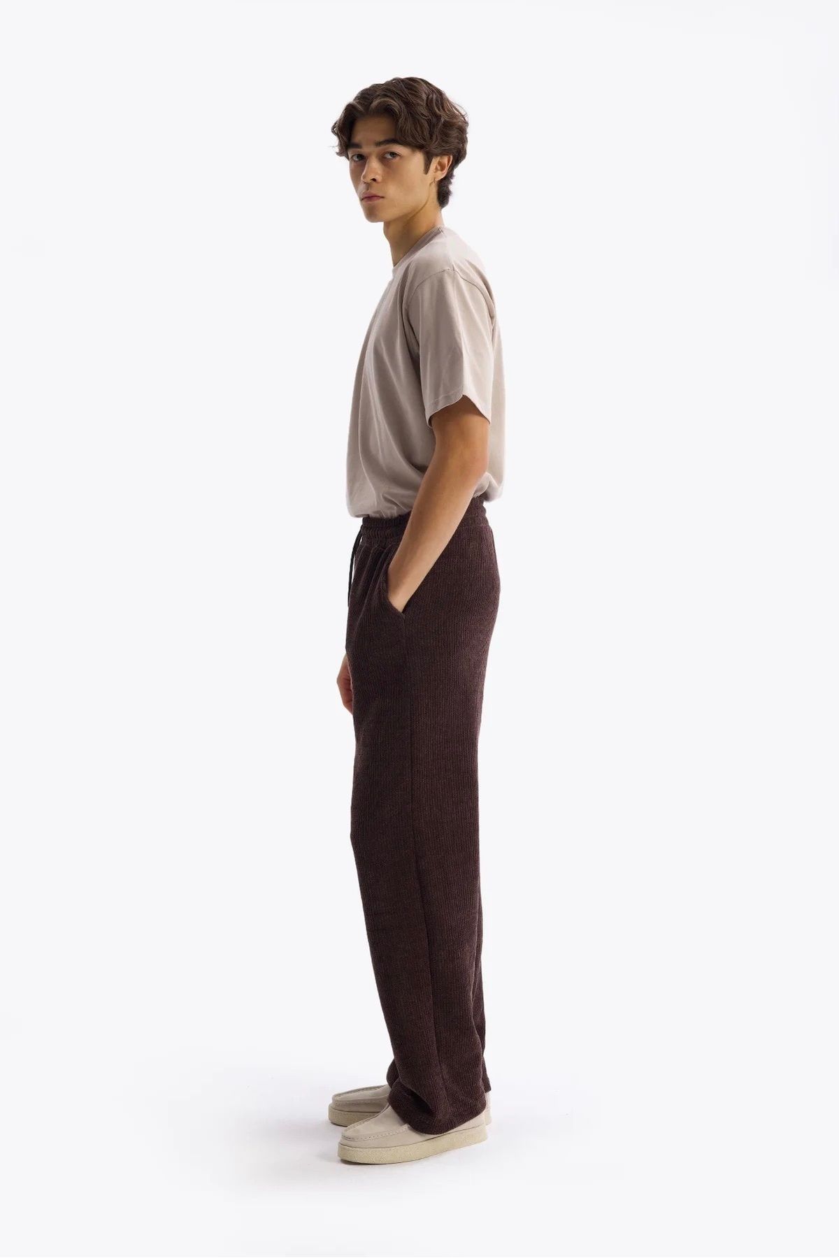 GIESTO-Brown Knitwear Look Trousers 3