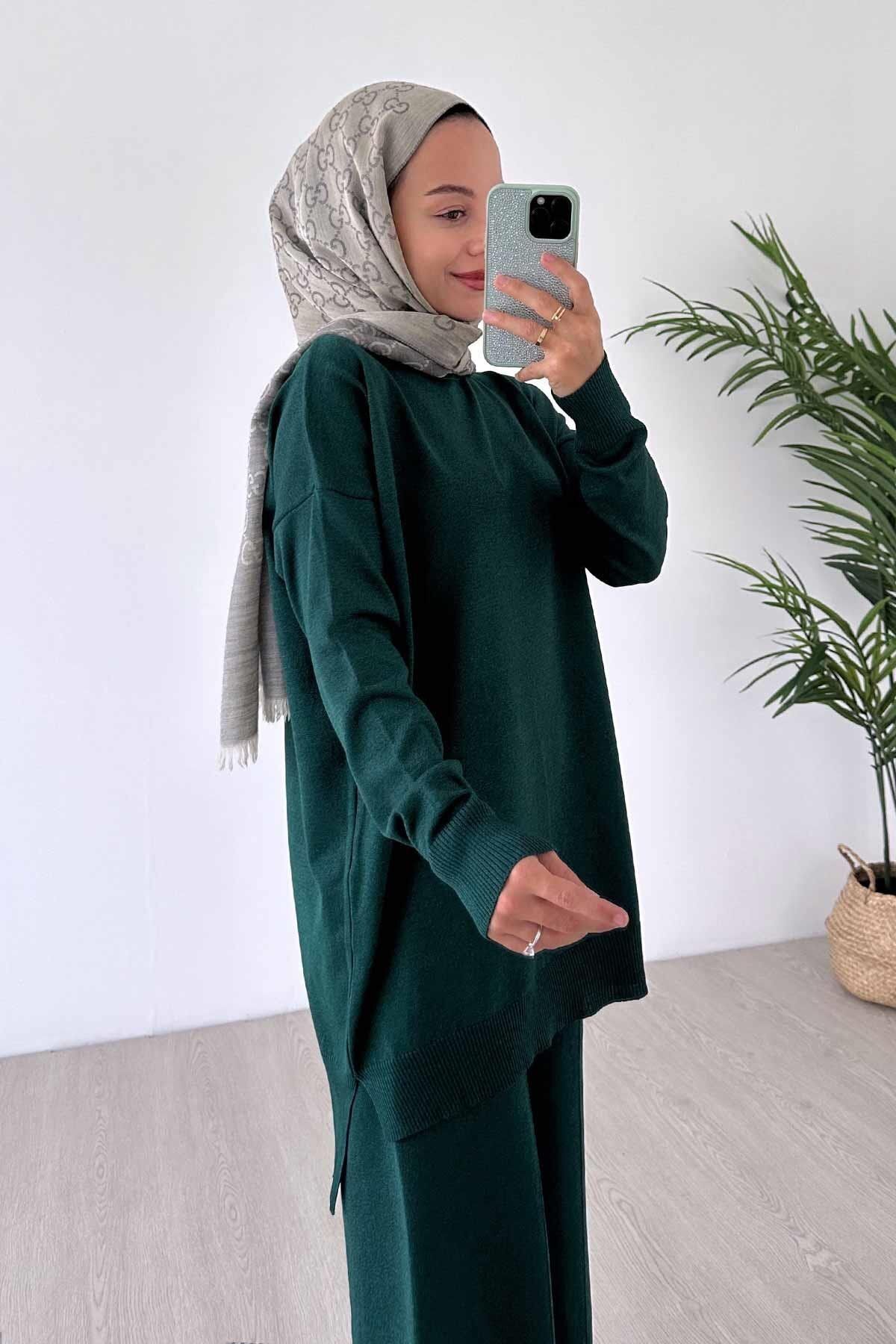 Ka Hijab-Set dublu Hijab Mercerizat Smarald Sparkle 4