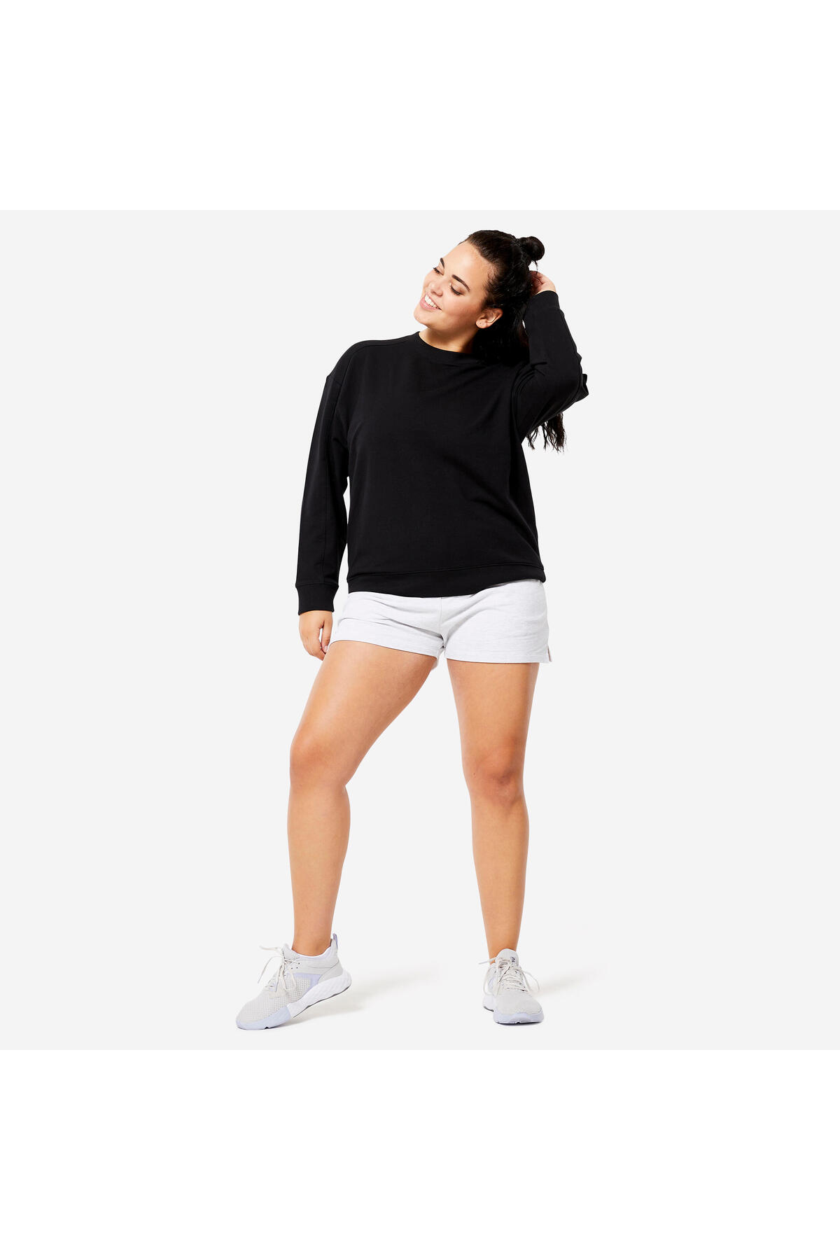 Decathlon Domyos Kadın Siyah Oversize Sweatshirt - Fitness Hafif Antrenman görsel 2