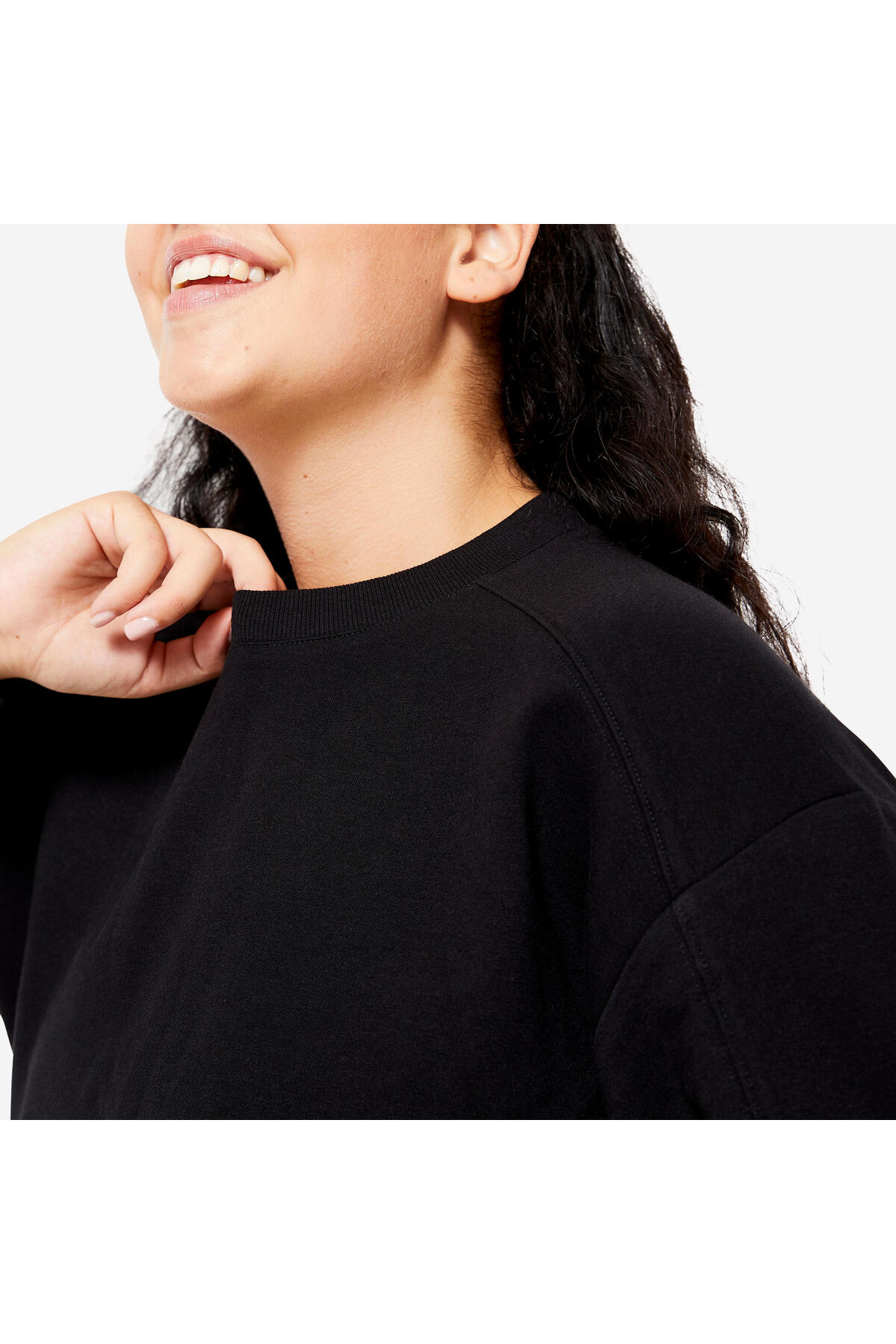 Decathlon Domyos Kadın Siyah Oversize Sweatshirt - Fitness Hafif Antrenman görsel 3