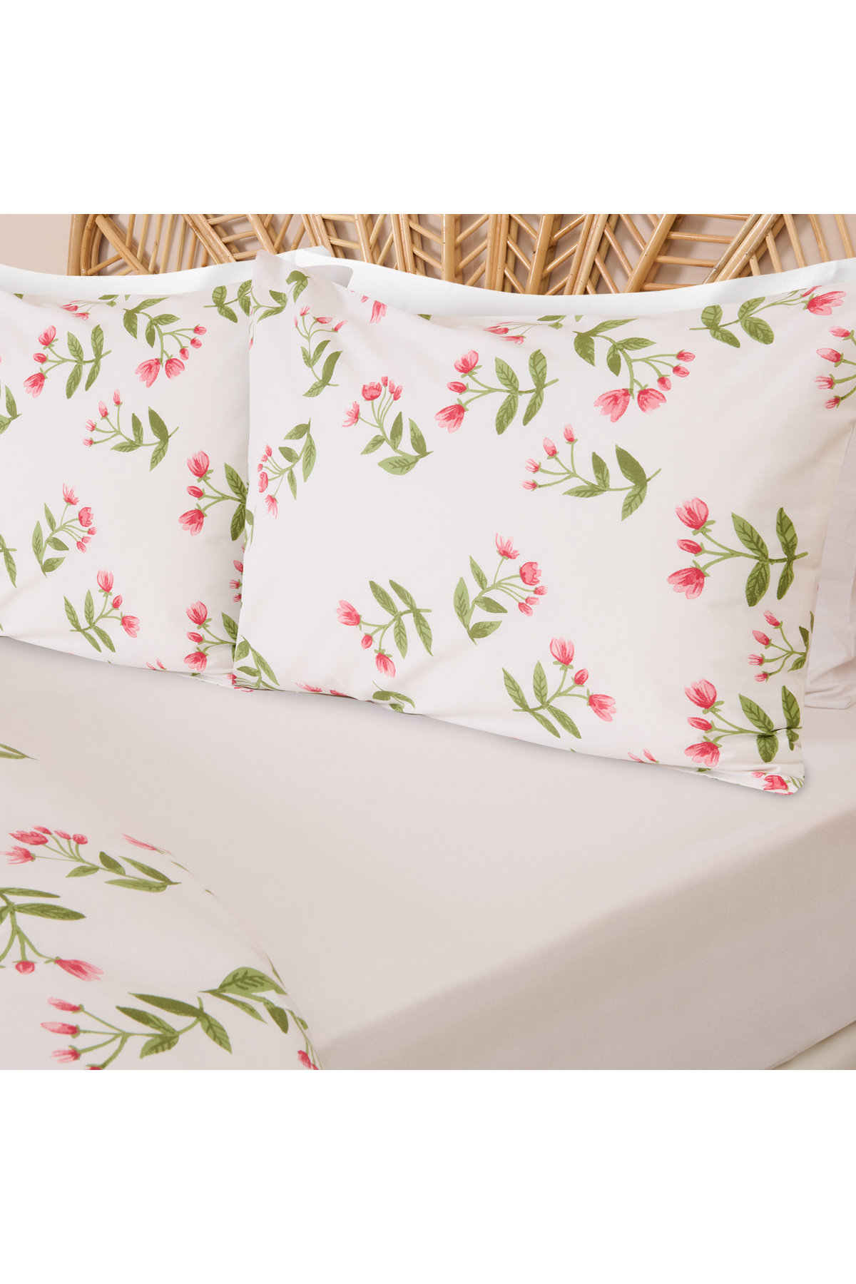 Evidea-Soft Carlene Single Duvet Cover Set - Ecru / Green 3