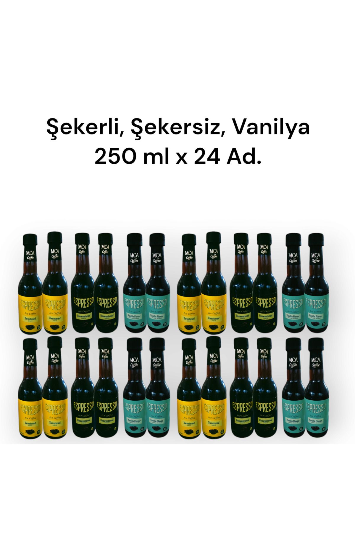 MCA Espresso Soğuk Kahve Karışık Koli (ŞEKERLİ,ŞEKERSİZ,VANİLYA) 250 ml X 24 Adet