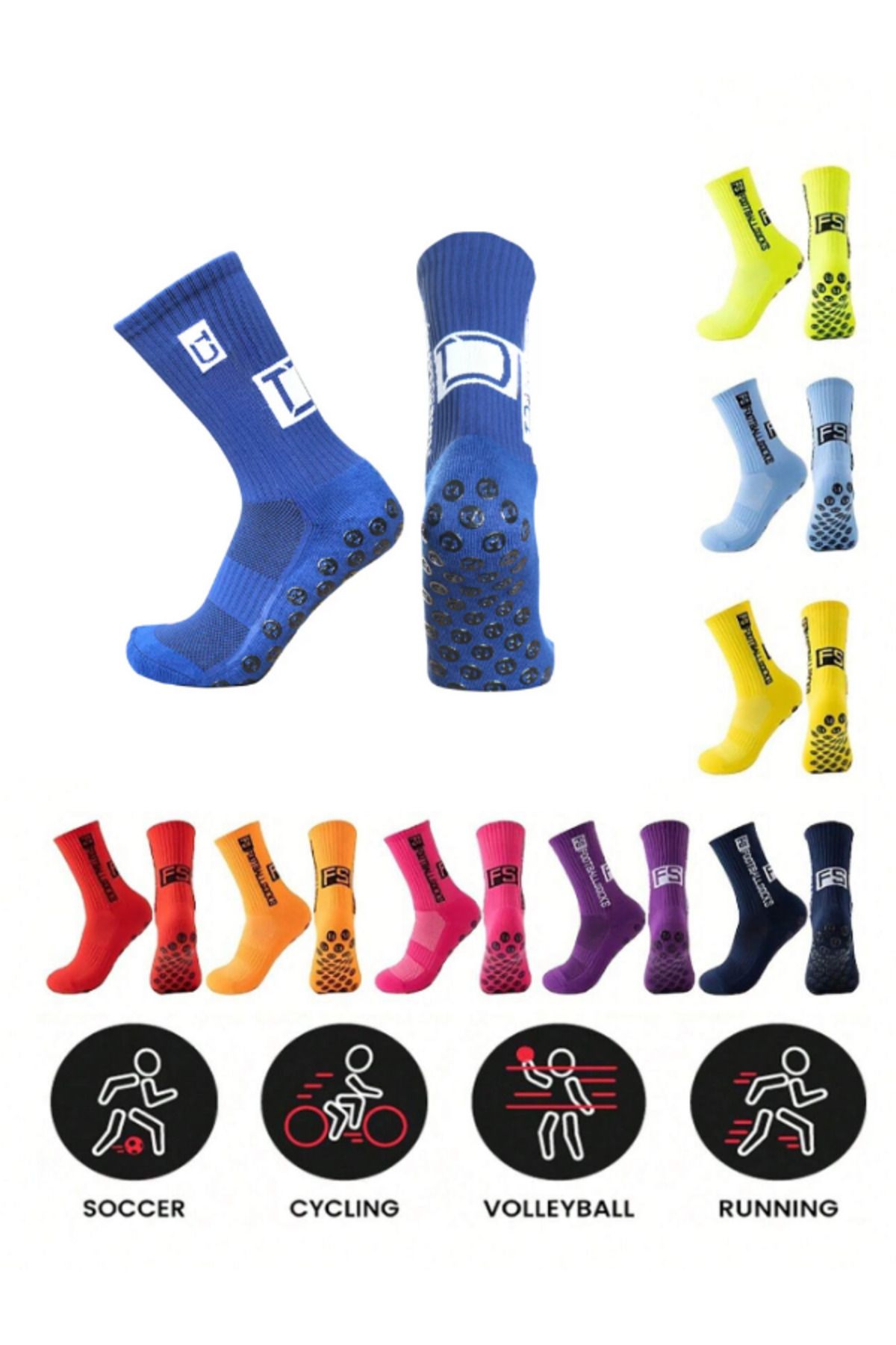 Shuttle Park Unisex Mavi Anti Slip Socks Kaymaz Silikon Havlu Taban Dikişsiz Maç Pro Sporcu Çorabı