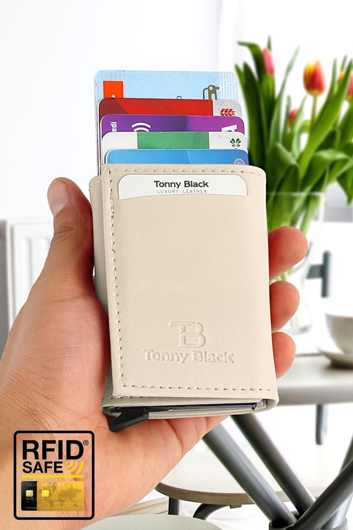 Tonny Black Orijinal Otomatik Mekanizmalı Kutulu Rfid Korumalı Hırsızlık Engelleyici Para & Kartlıklı Cüzdan