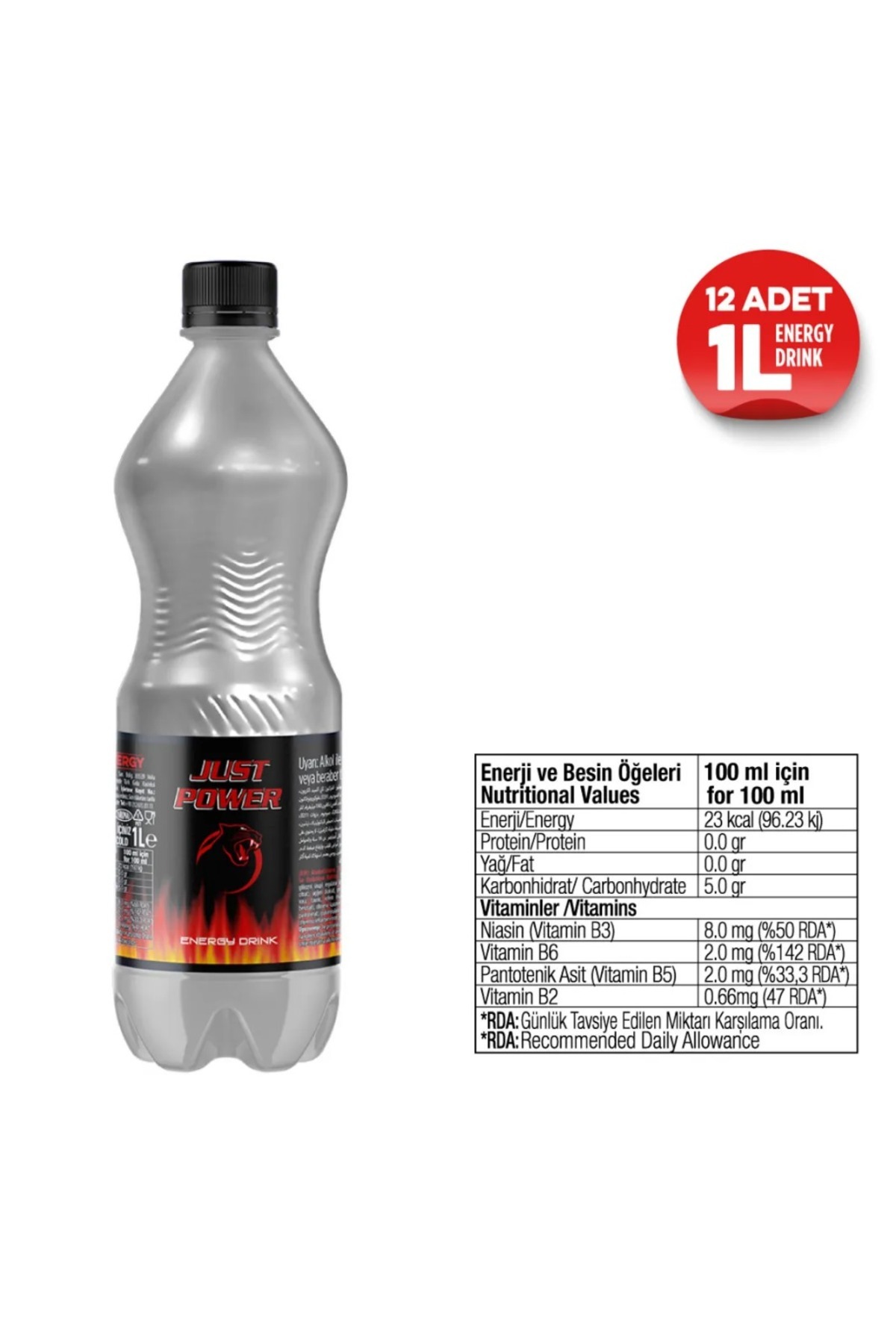 Kardeşler Gıda Toptan Just Power Enerji İçeceği 1 Lt x 12 Adet