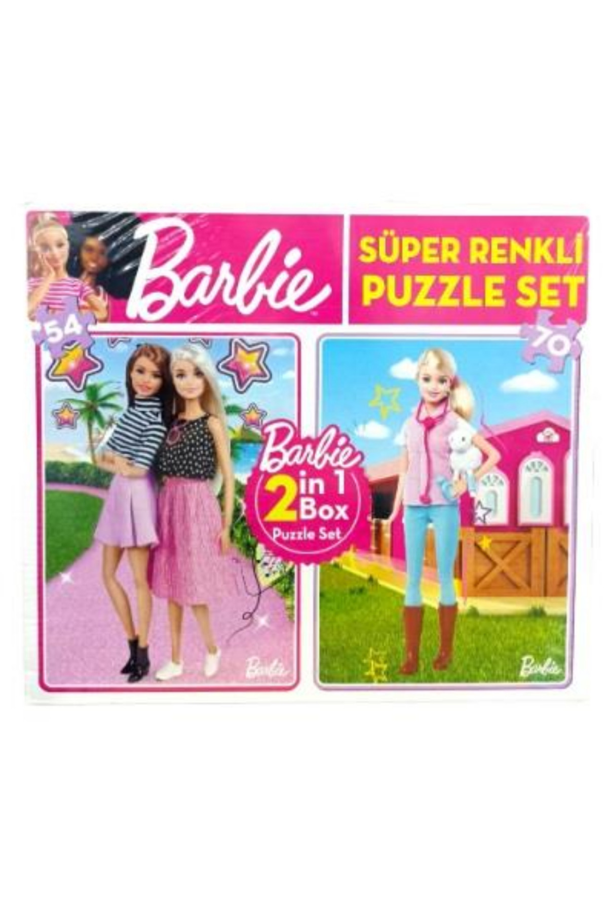 Diytoy BARBİE PUZZLE SET 2İN1 BOX SÜPER RENKLİ 70 PARÇA 3+ YAŞ