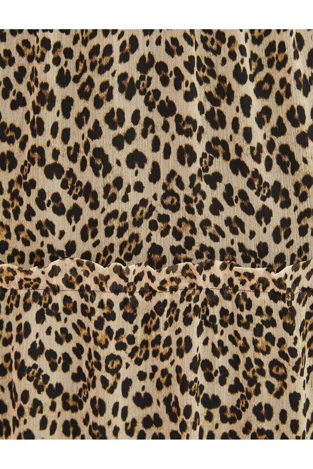 Koton-Leopard Patterned Long Chiffon Skirt - Flounce and Lined 6