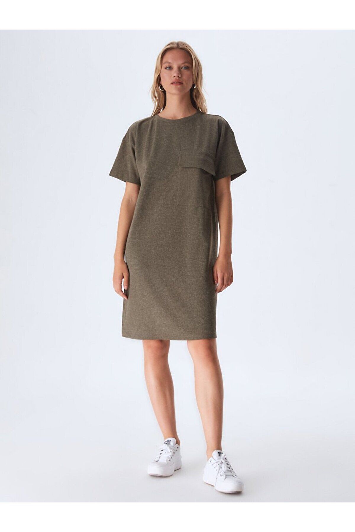 Ltb-Green Short Sleeve Pocket Dress 2